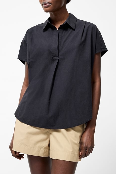 BRODERIE BACK SHORT SLEEVE POPOVER SHIRT BLACK 1