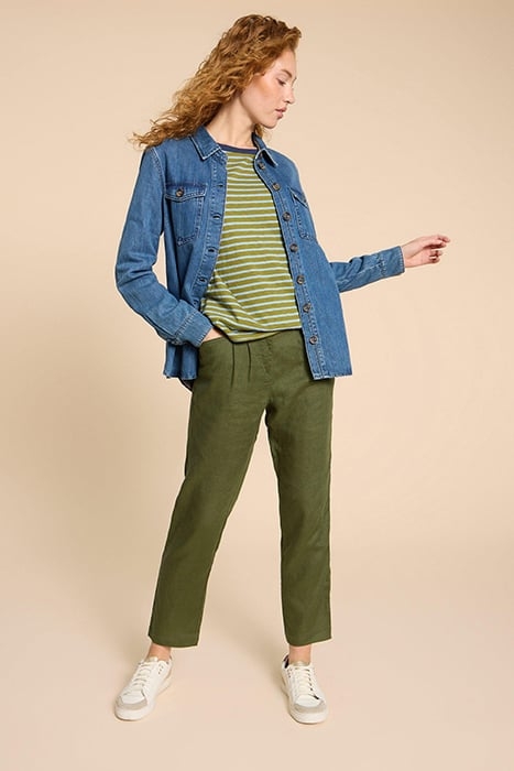 ROWENA LINEN TROUSER DARK GREEN 3