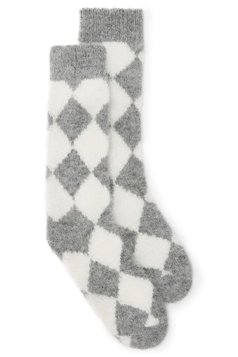 CHECK BRUSH SOCKS GREY/WHITE 1
