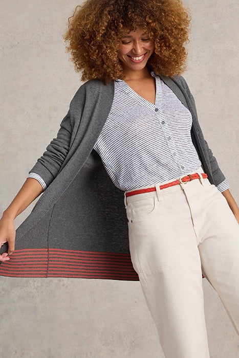 LAURA LONGLINE CARDI LIGHT GREY 4