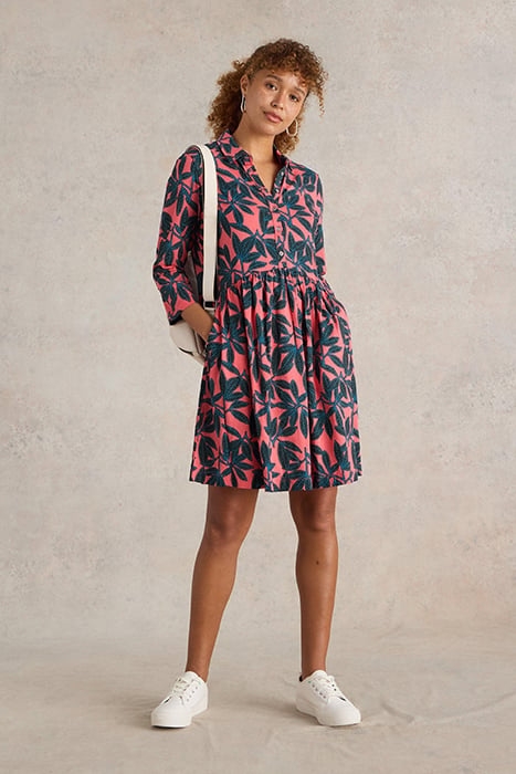 EVERLY JERSEY SHIRT DRESS RED PRINT 1