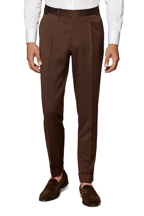DARK BROWN HERRINGBONE TAILORED FIT HAVANA SUIT 4