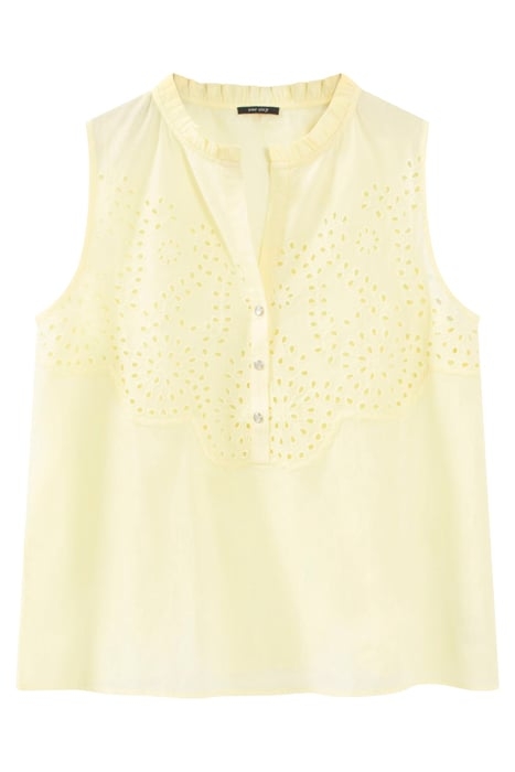 CANDIE - MIMOSA TOP WITH COLLAR AND EMBROIDERED TRIM 1