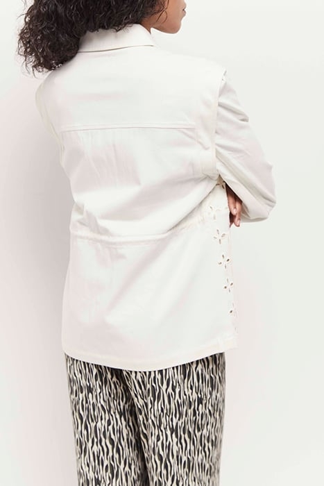 VIKKY - EMBROIDERED IVORY SAFARI JACKET WITH REMOVABLE SLEEV 2