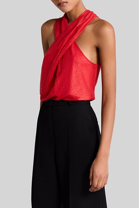 METALLIC REDCURRANT T-SHIRT CROSSED OVER ON FRONT 1