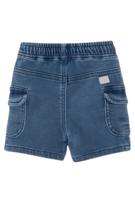 BABY BOYS’ BLUE DENIM CARGO ELASTICATED WAIST BERMUDAS 2