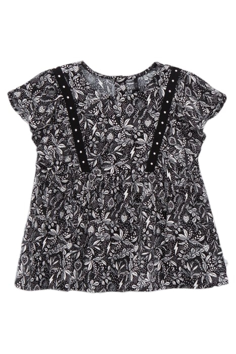 GIRLS' BLACK LENZING™ ECOVERO™ ROCK JUNGLE PRINT BLOUSE 1