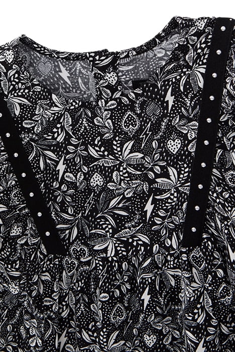 GIRLS' BLACK LENZING™ ECOVERO™ ROCK JUNGLE PRINT BLOUSE 3