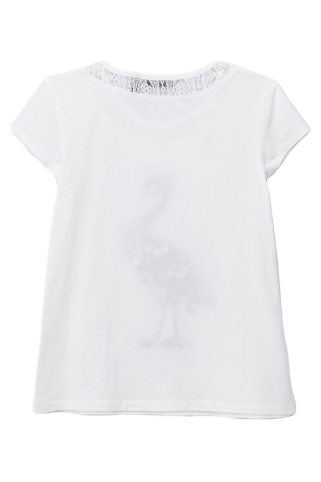 GIRLS’ ECRU VISUAL BLUE PEACOCK EMBROIDERED T-SHIRT 2