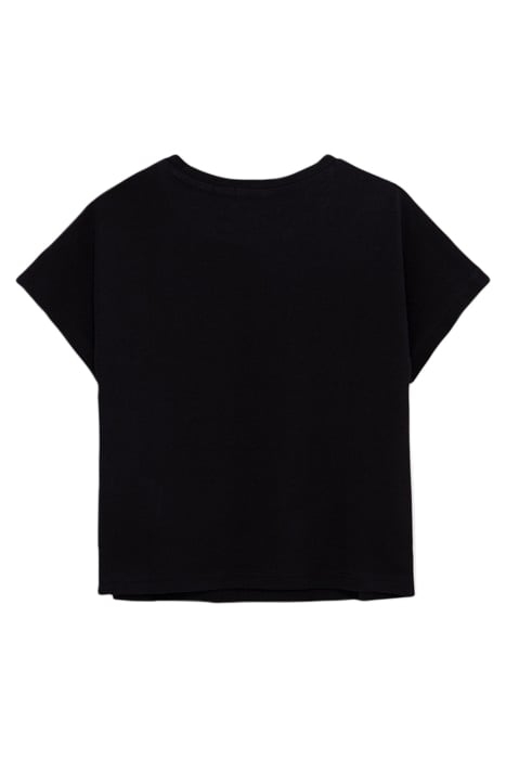 GIRLS' BLACK T-SHIRT WITH NEON FRUIT & SLOGAN 2