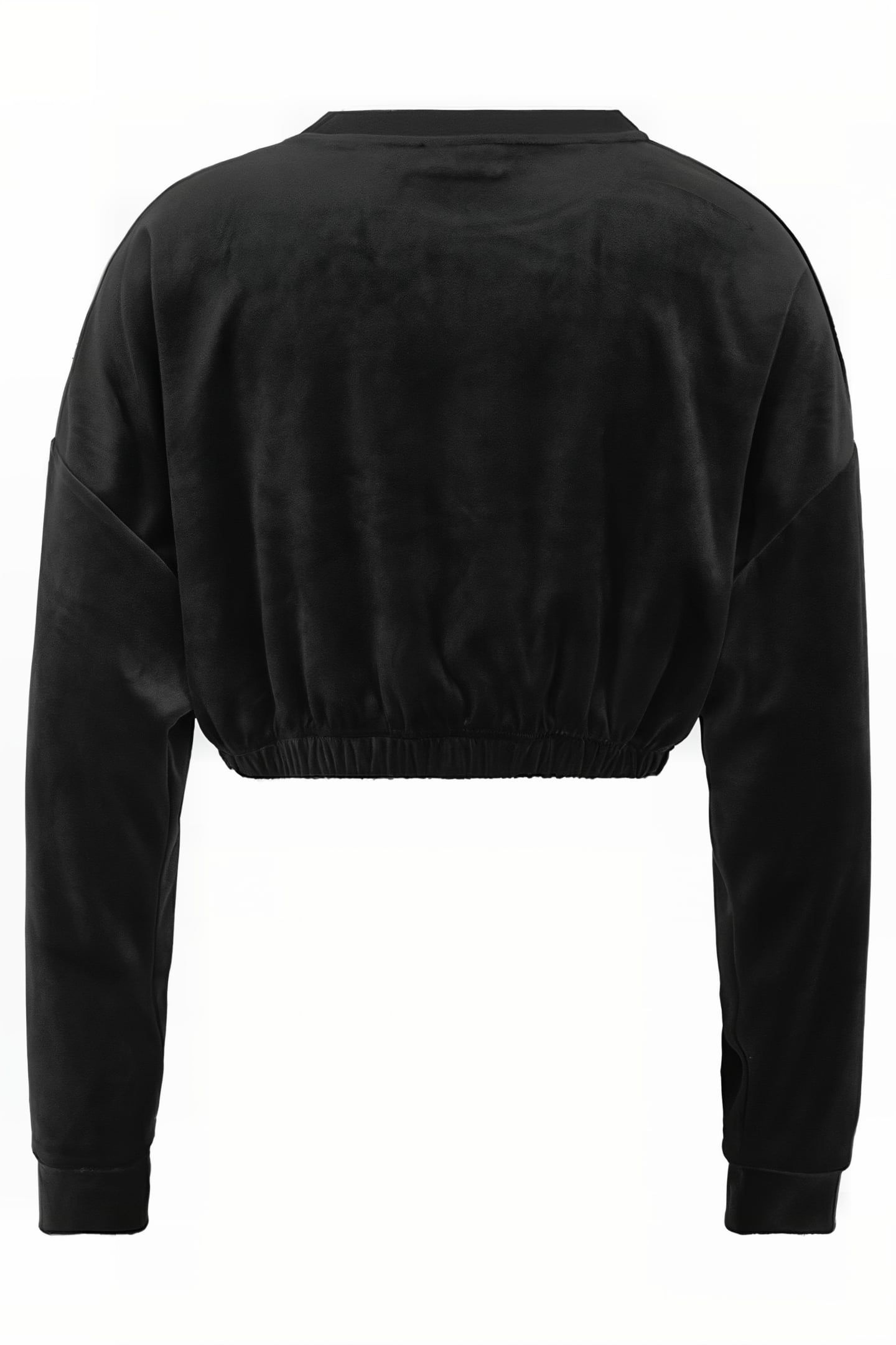 LEVALA CROPPED VELVET CREW SHIRT BLACK 2