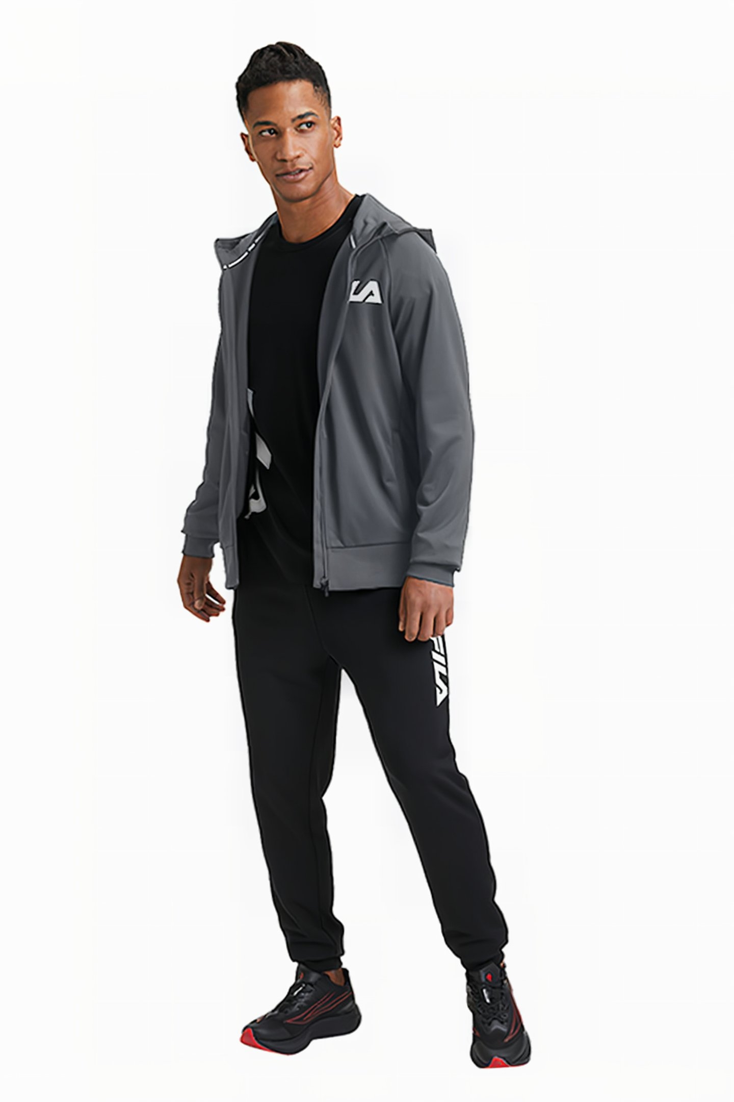 TREPUZZI HOODED ZIP JACKET IRON GATE 3