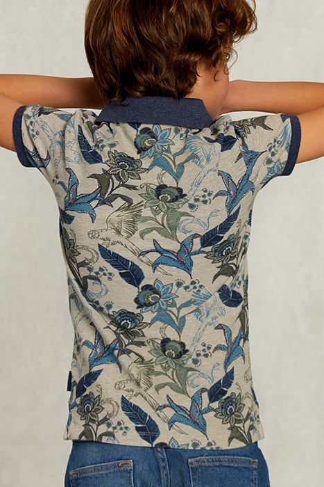 CUSTOM FIT FLORAL POLO EQUATOR MIX KHAKI 2