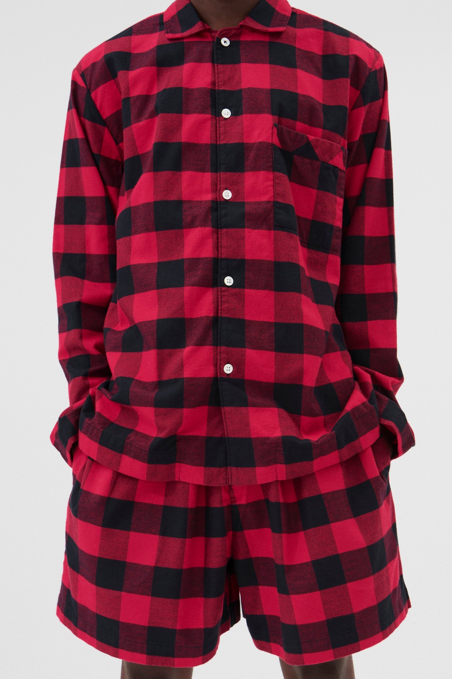 UNISEX FLANNEL, PYJAMAS SHIRT RED GINGHAM 1