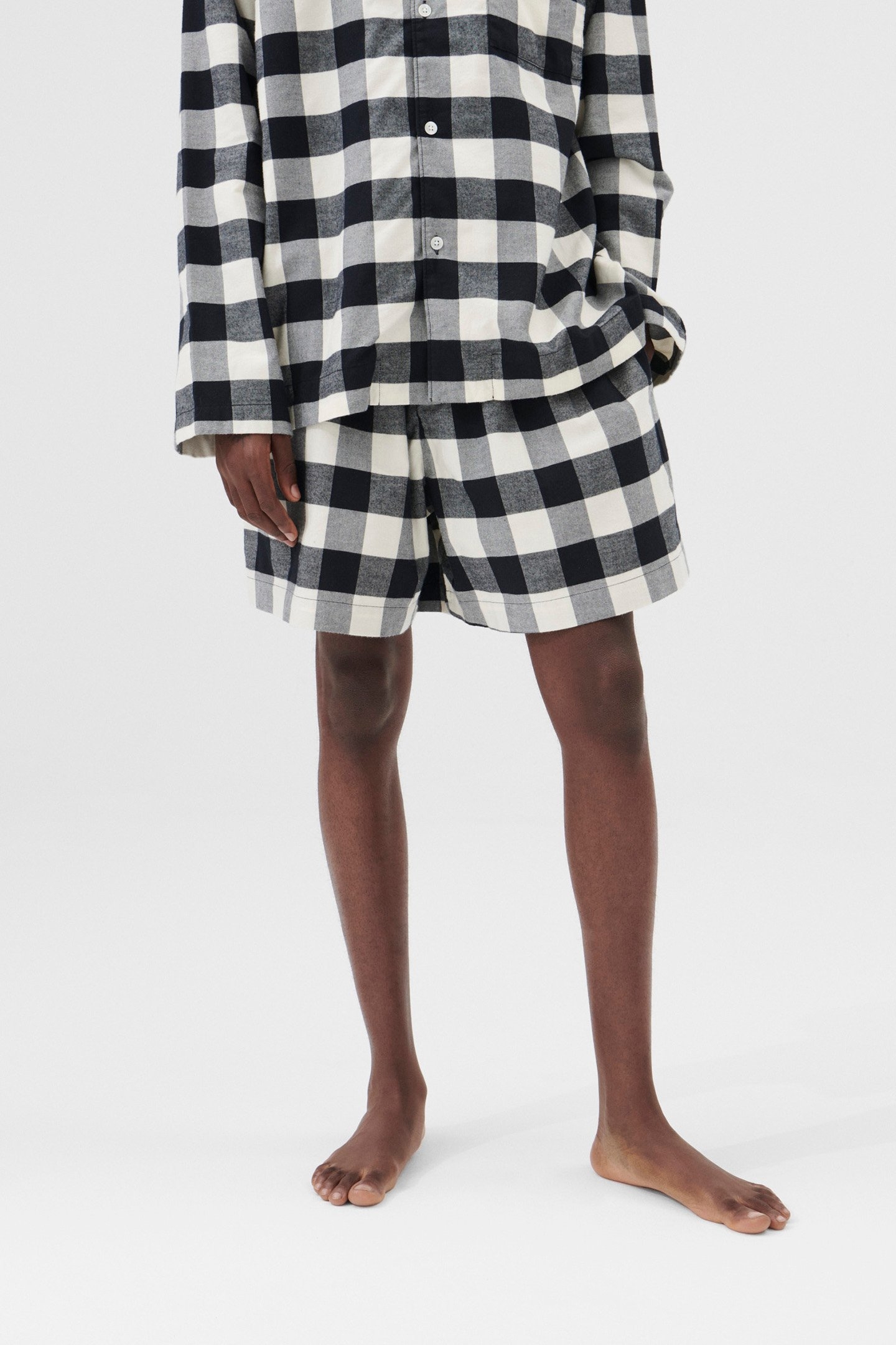 UNISEX FLANNEL, PYJAMAS SHORTS BLACK GINGHAM 1