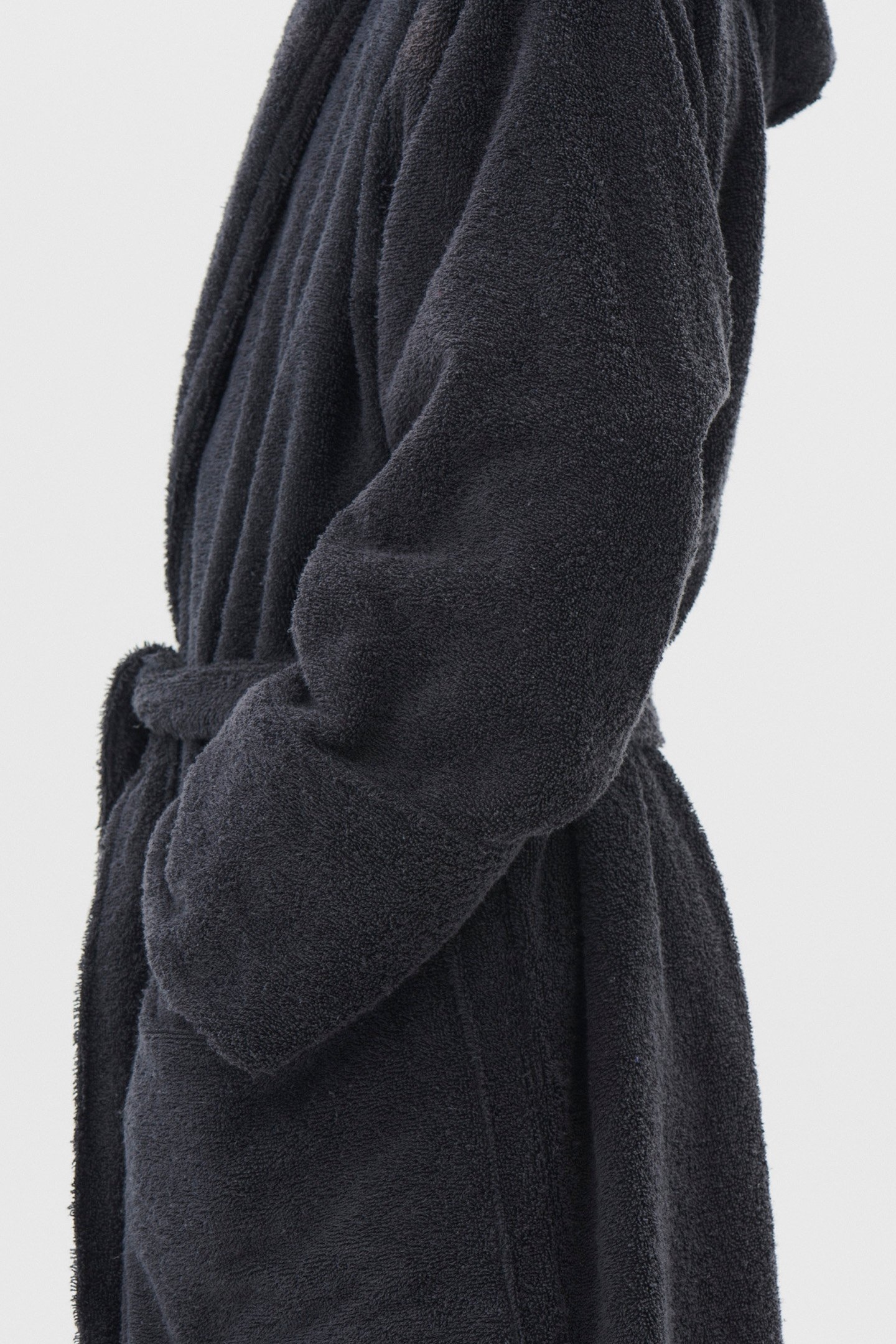 UNISEX HOODED BATHROBE ASH BLACK 2
