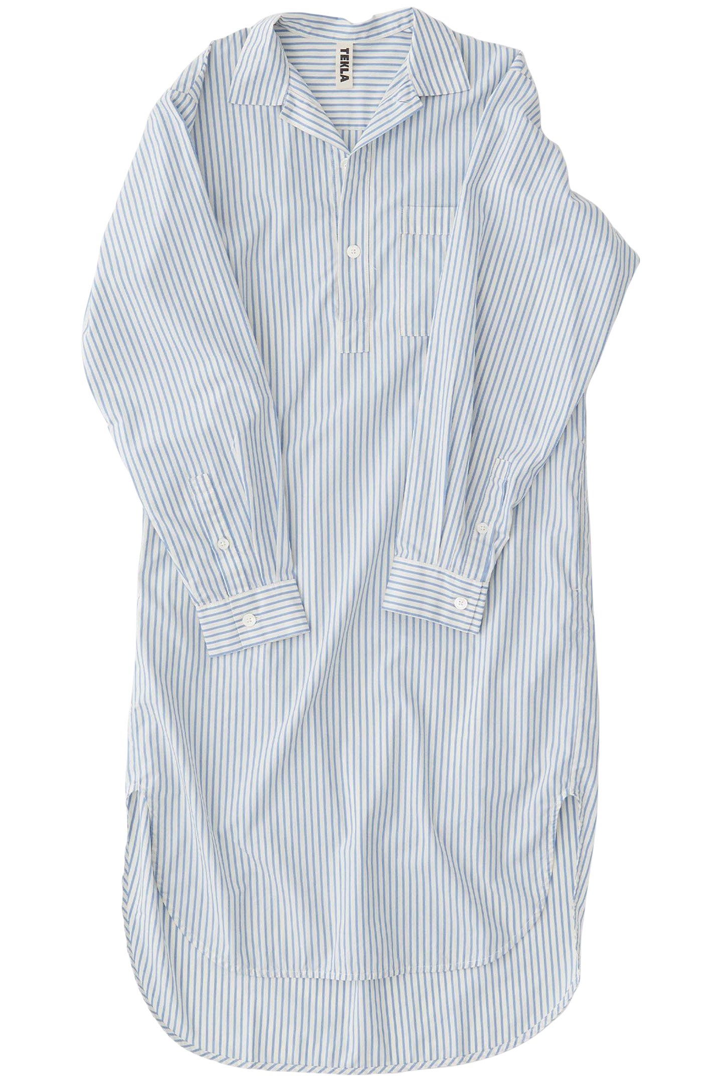 UNISEX POPLIN, NIGHT SHIRT PLACID BLUE STRIPES 1
