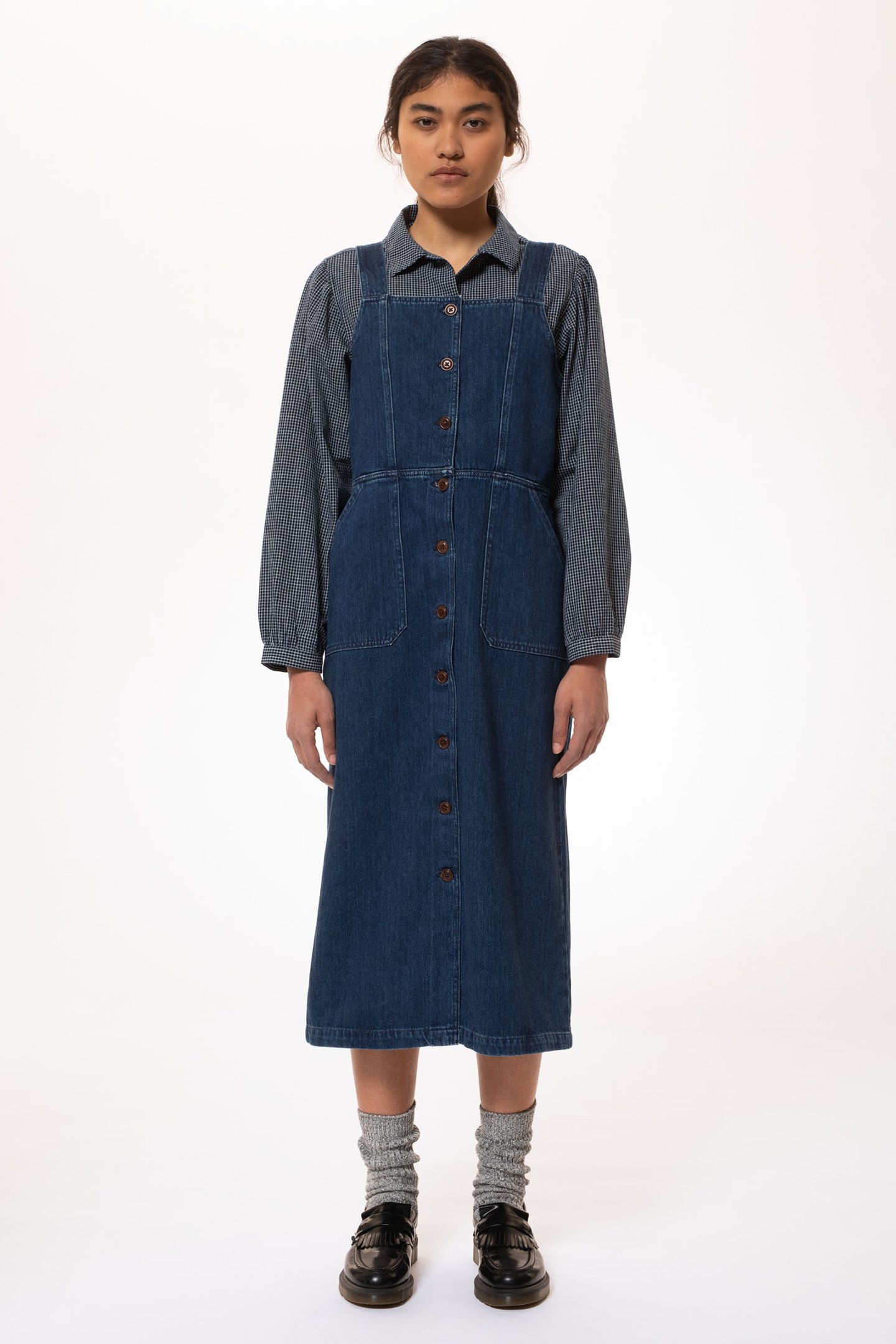 MONA DENIM DRESS WASHED OUT DENIM 1