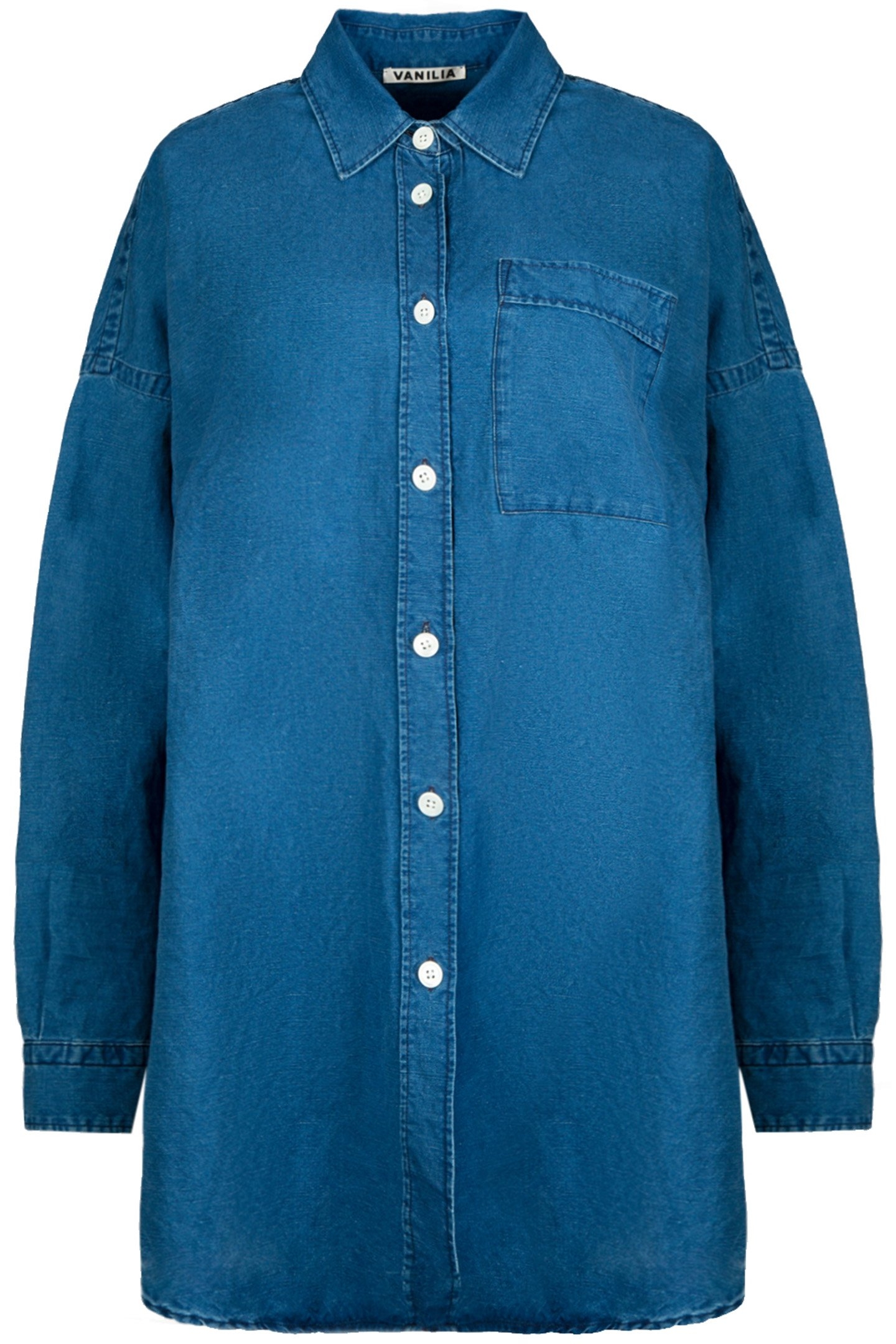 WIDE DENIM BLOUSE LINEN BLUE 2