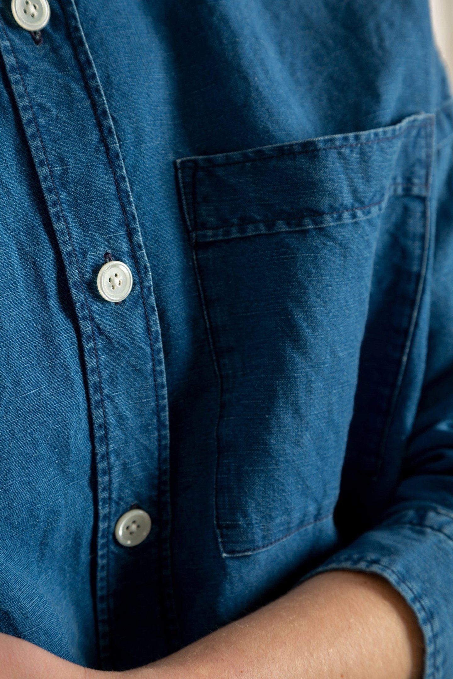 WIDE DENIM BLOUSE LINEN BLUE 5