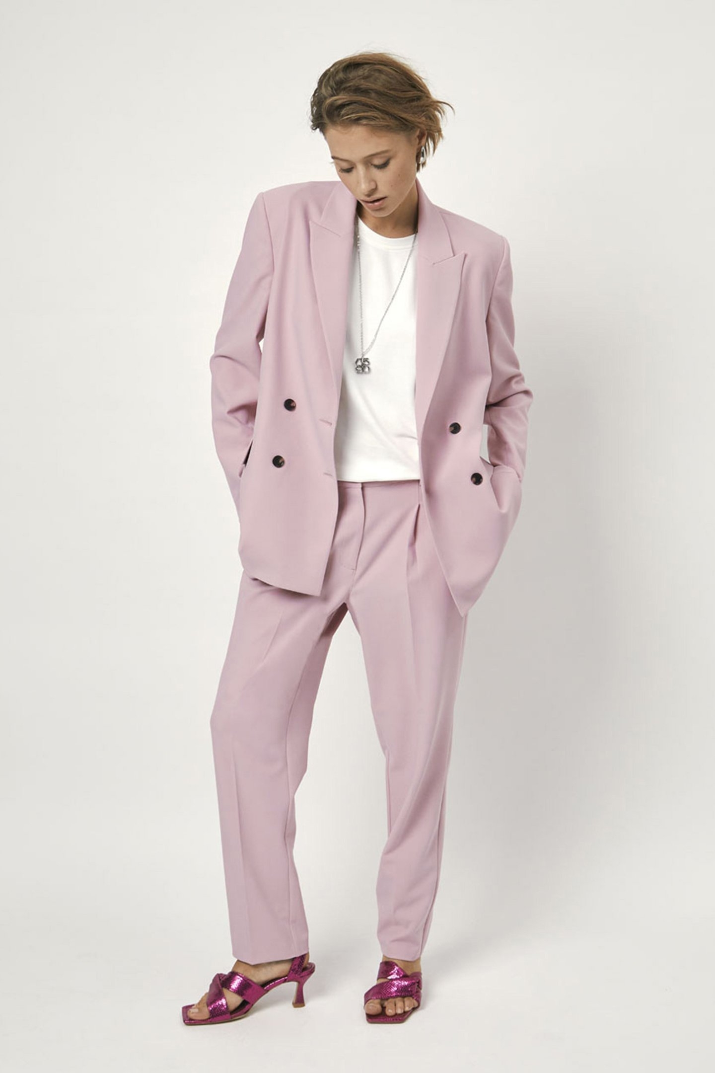 LIRIO DOUBLE BREASTED BLAZER PINK CEMENT 1