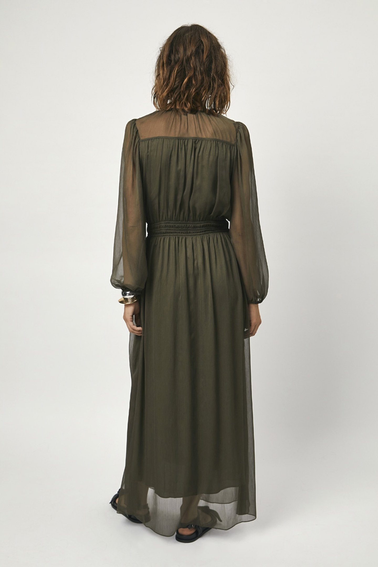 ABSOLUTE PLEATED BOHO DRESS UTILITY GREEN 2