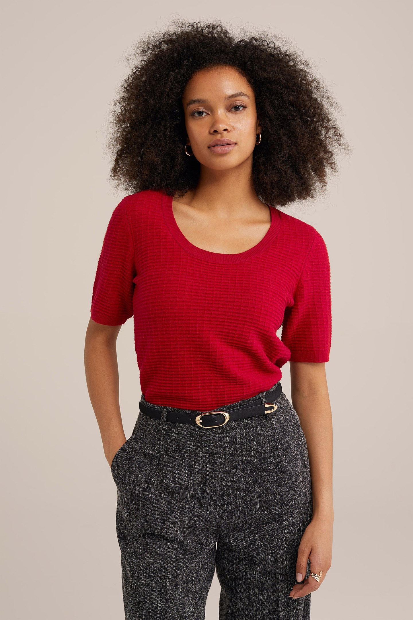 KNITTED PULLOVER BRIGHT RED 1