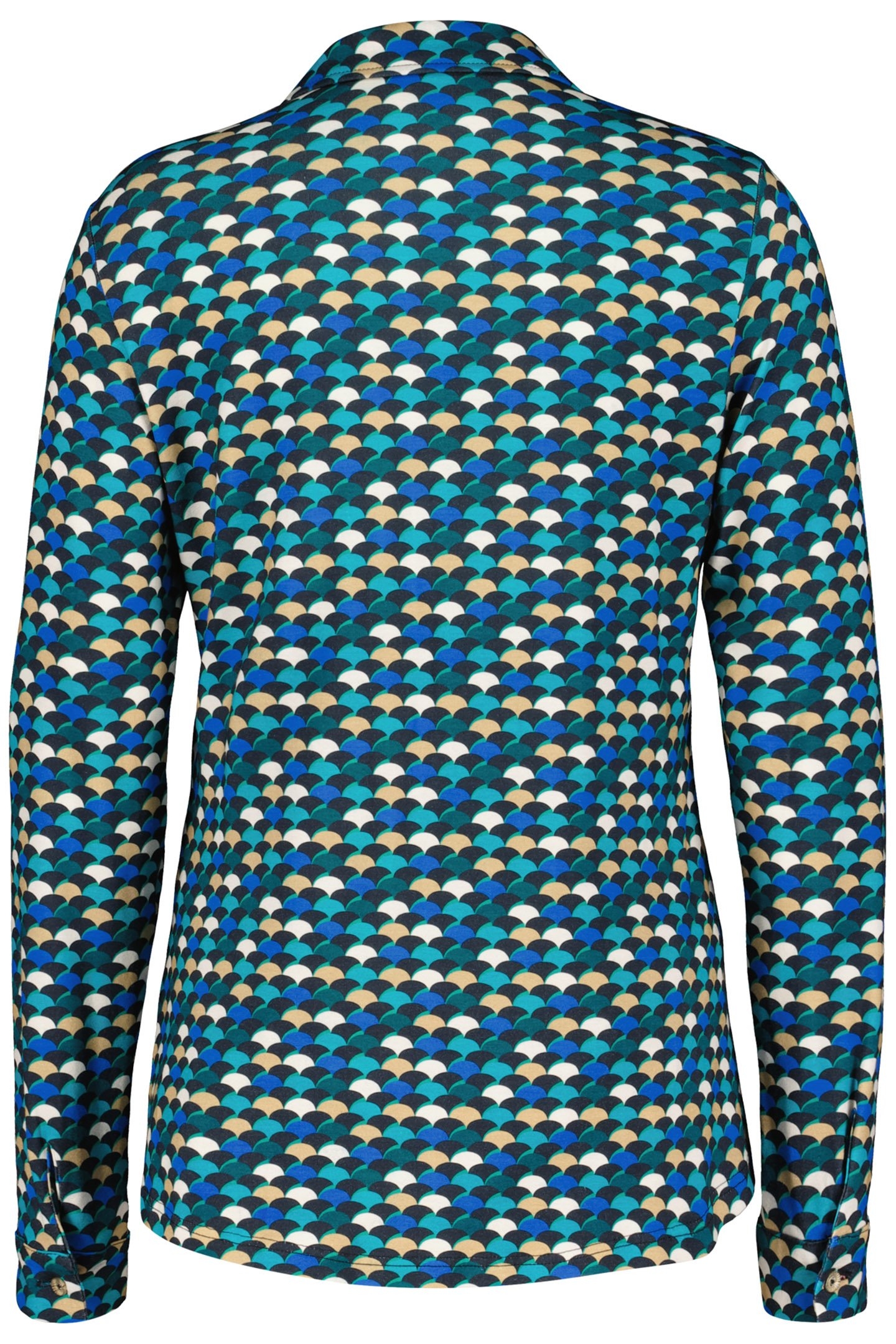 JERSEY BLOUSE GWEN CAMPANULA BLUE WITH SUNSET PRINT 5