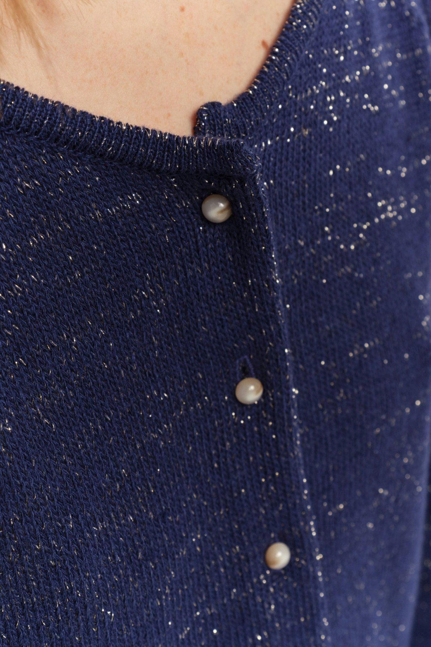 TASTE - NAVY CARDIGAN, LUREX KNIT, BOAT NECK NAVY 5