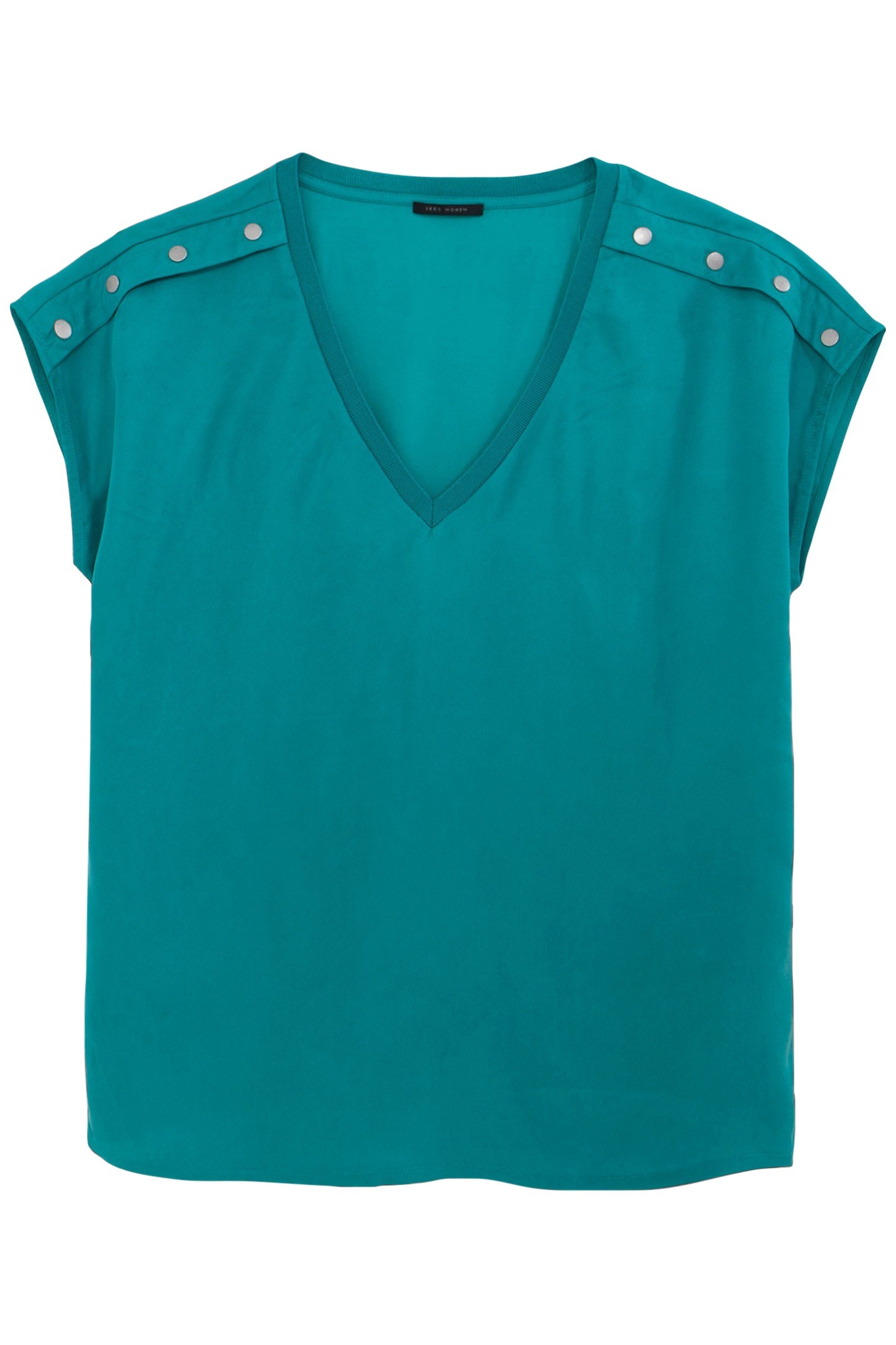 EMERALD SATIN TOP WITH STUDDED SHOULDERS 4