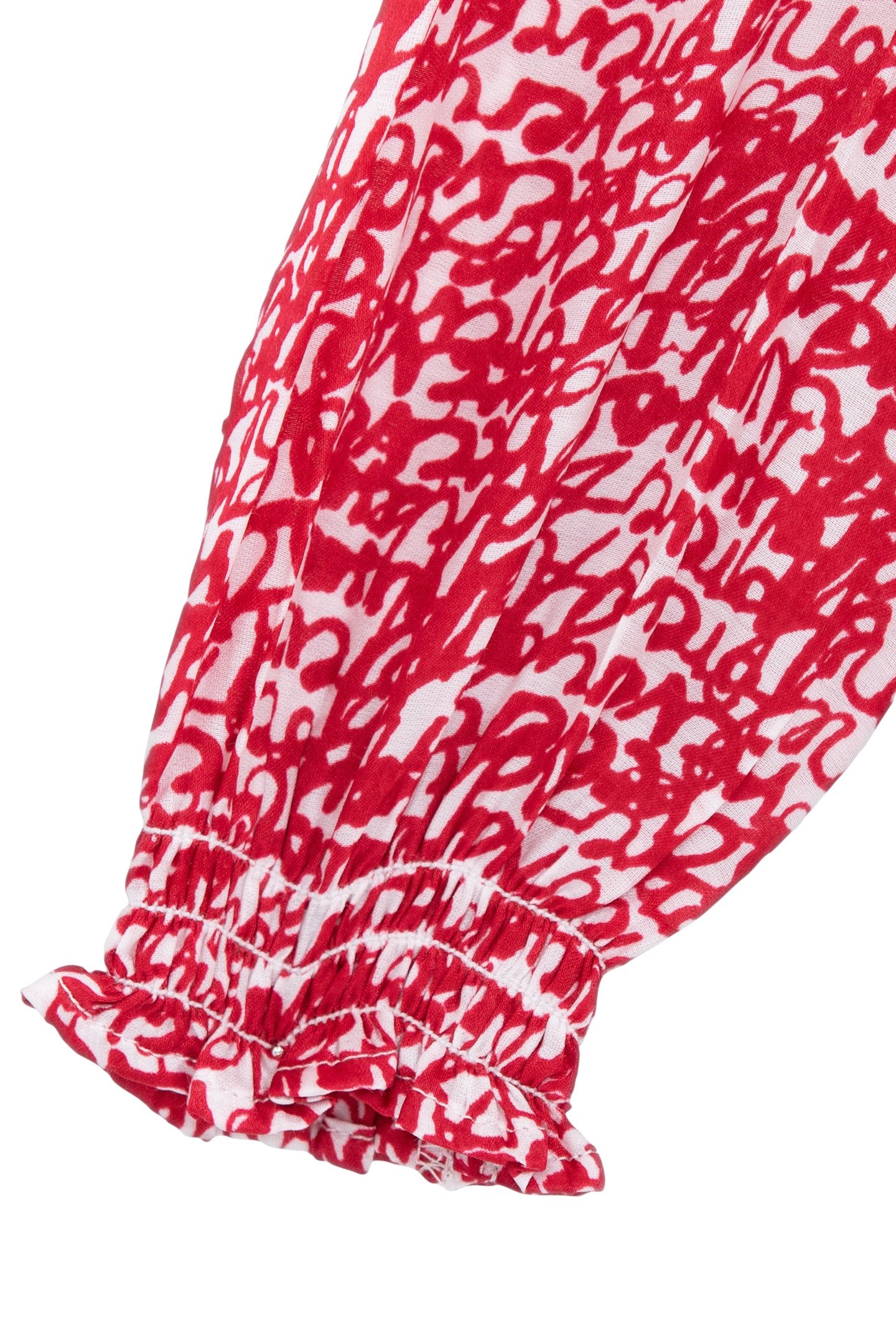 GIRLS’ RED RUFFLED BLOUSE WITH TAG PRINT 5