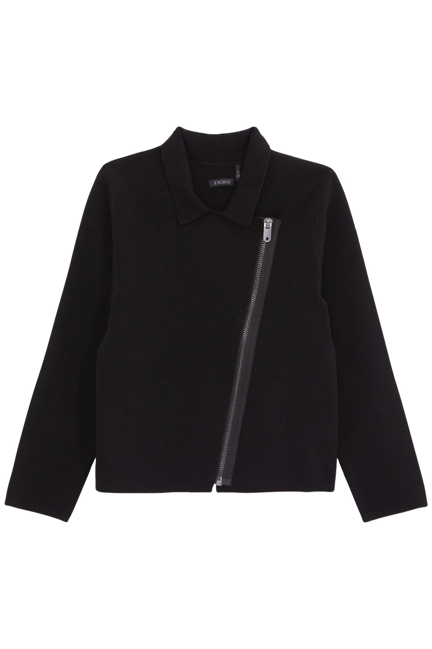 GIRLS’ BLACK BIKER-STYLE CARDIGAN WITH ZIP DECOR 1