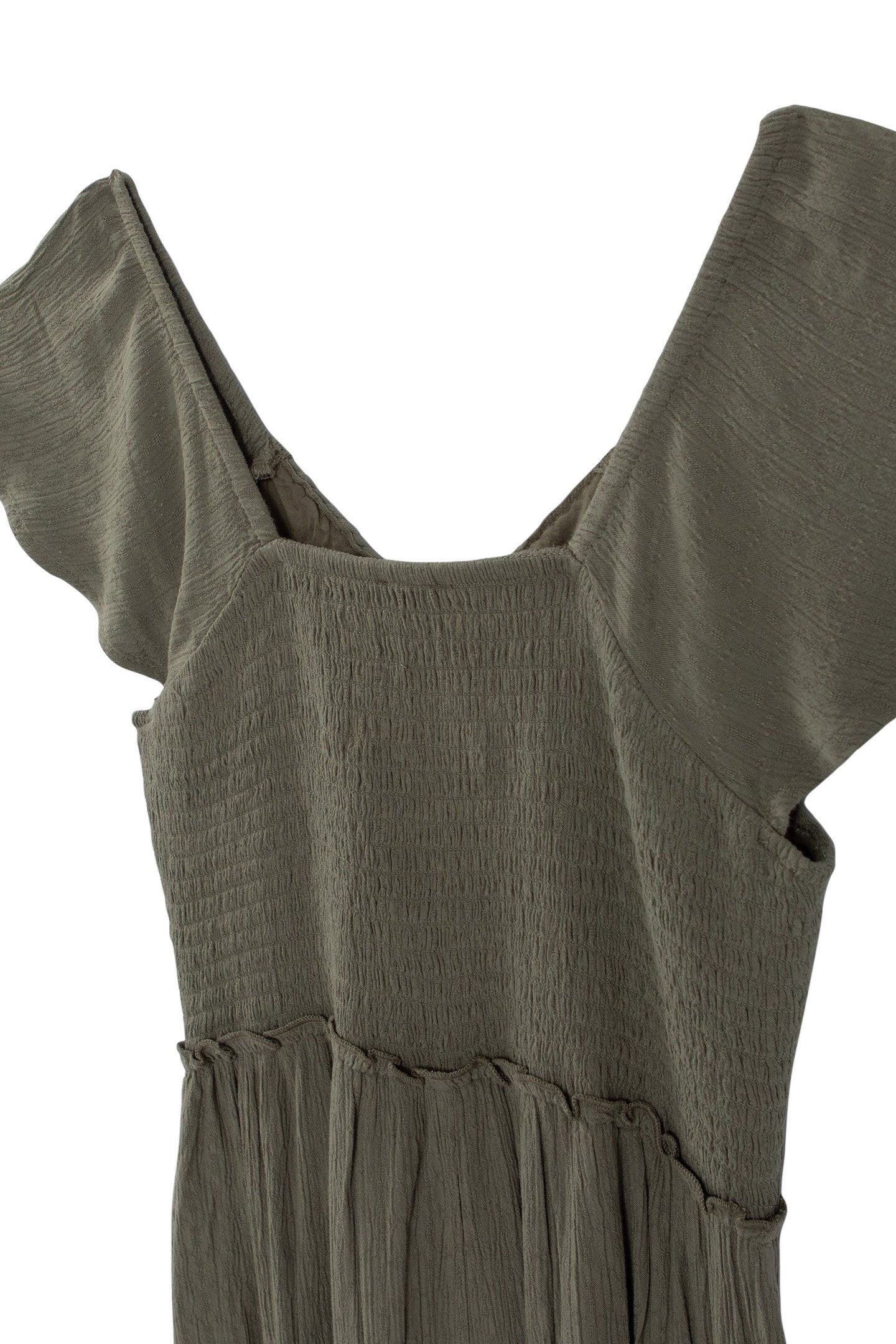 GIRLS’ KHAKI CREPE LONG DRESS WITH WOVEN DECOR 3