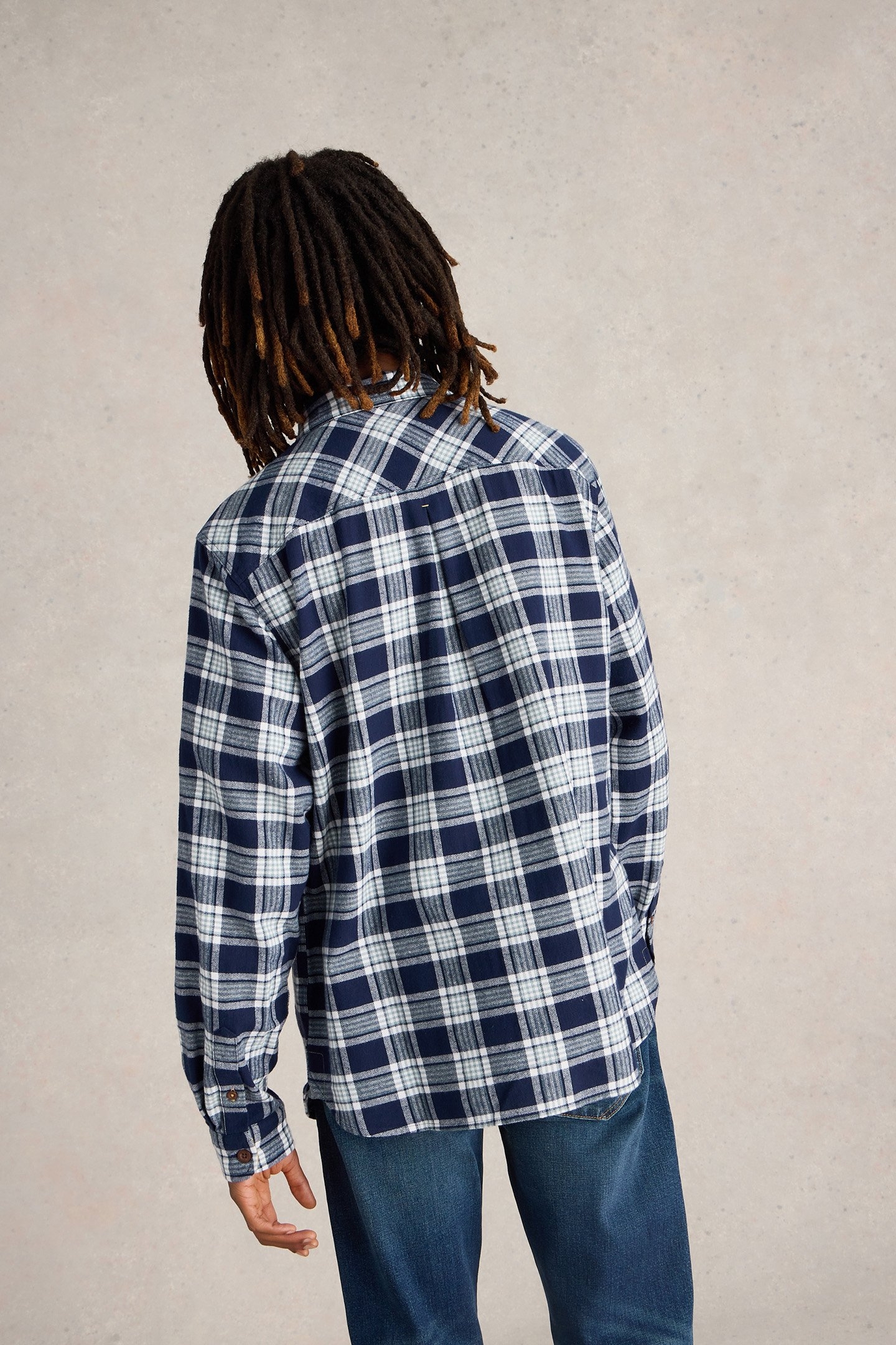 WALLACE BRUSHED CHECK SHIRT NAVY MULTI 2