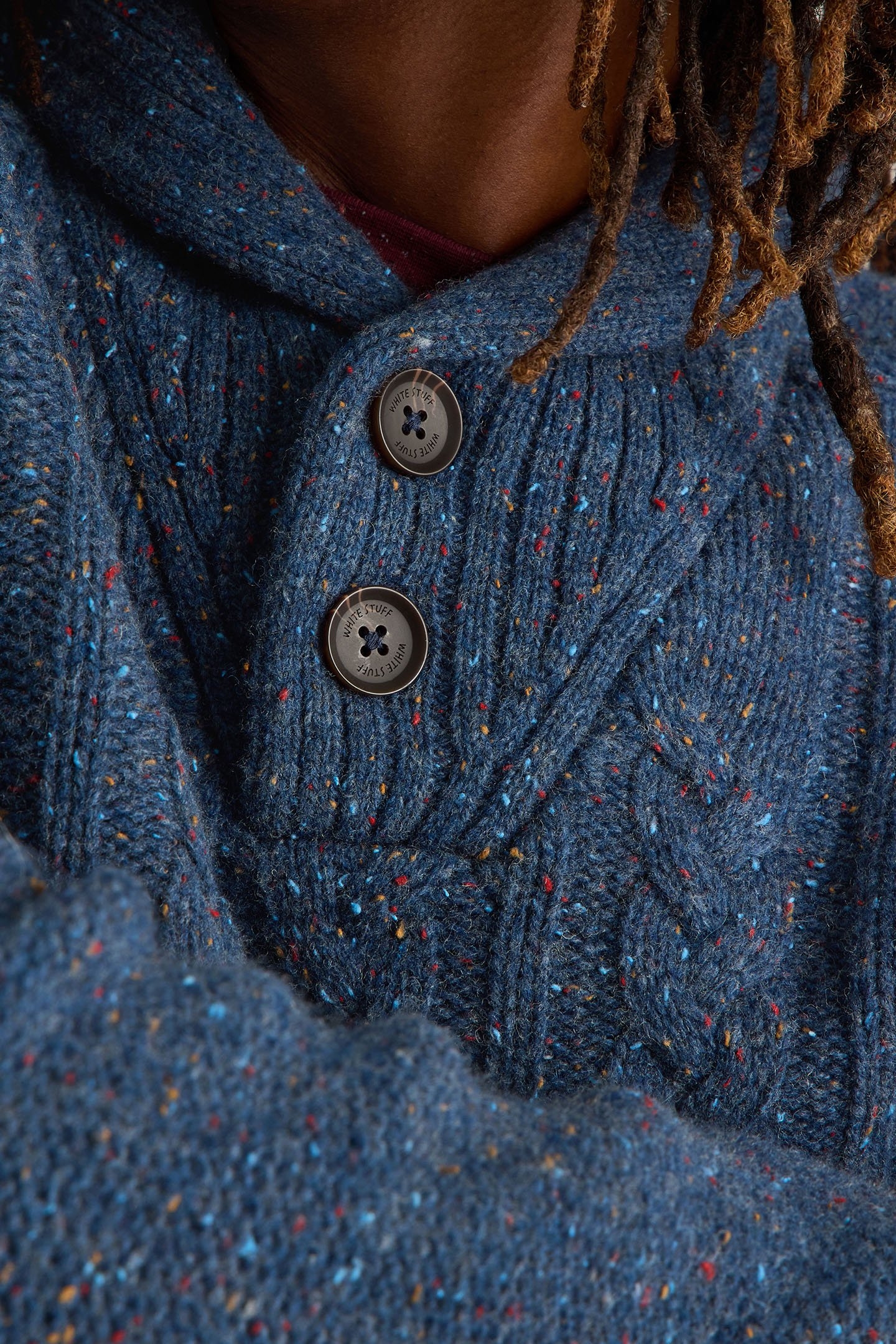 BERKLEY SHAWL NECK JUMPER NAVY MULTI 6