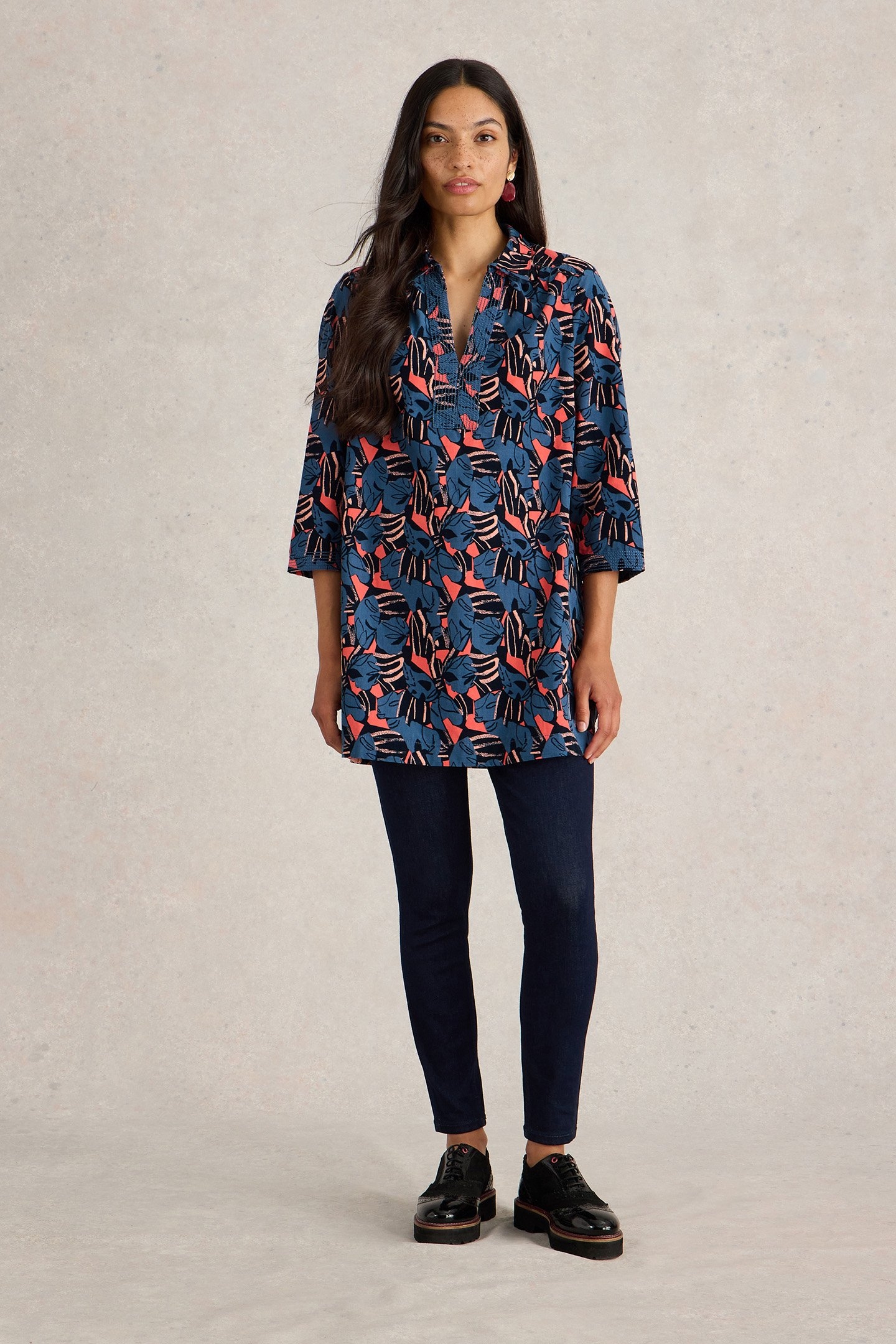 BLAIRE CORD TUNIC NAVY PRINT 1