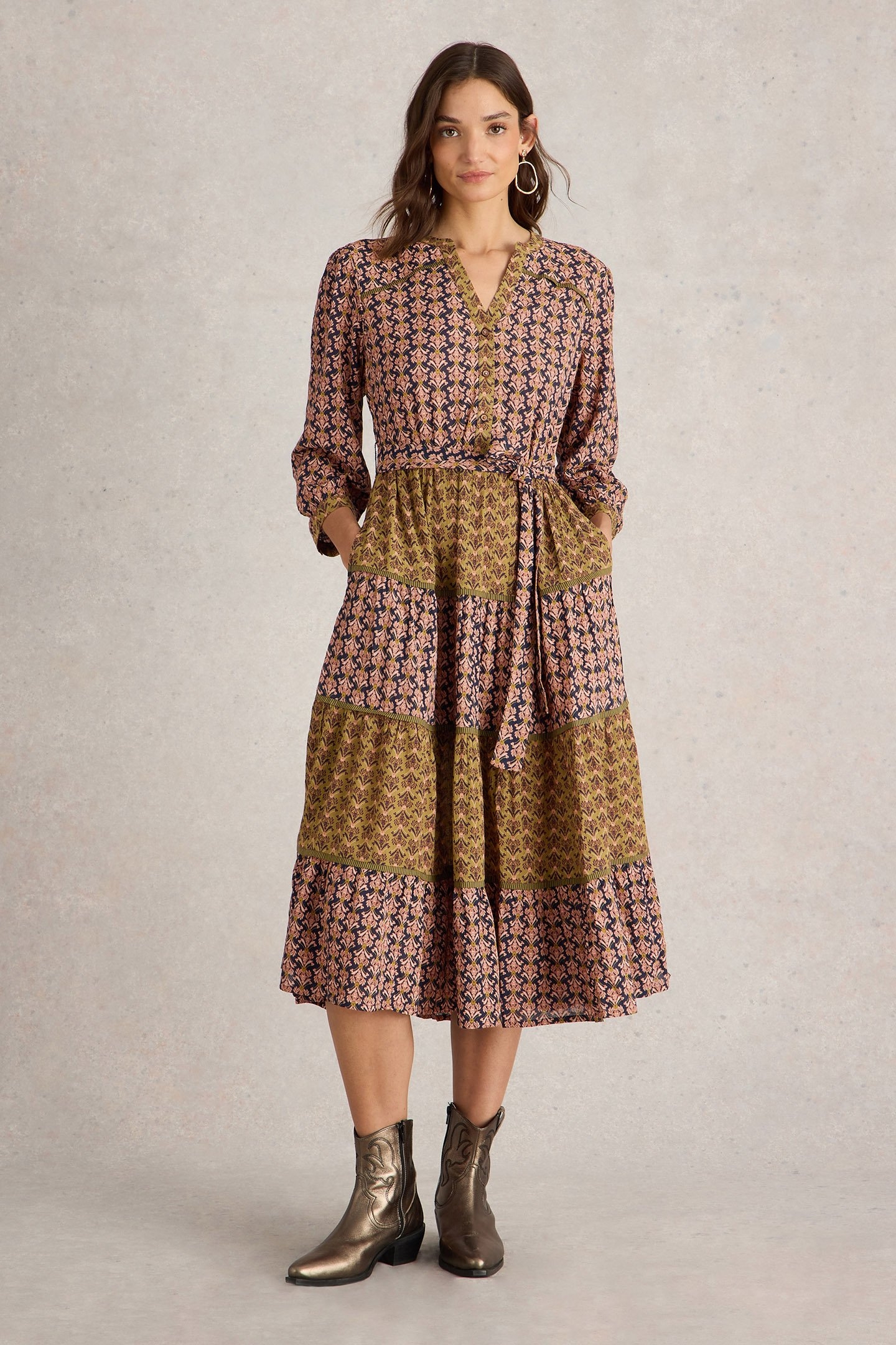 MABEL MIXED PRINT DRESS BLACK PRINT 1