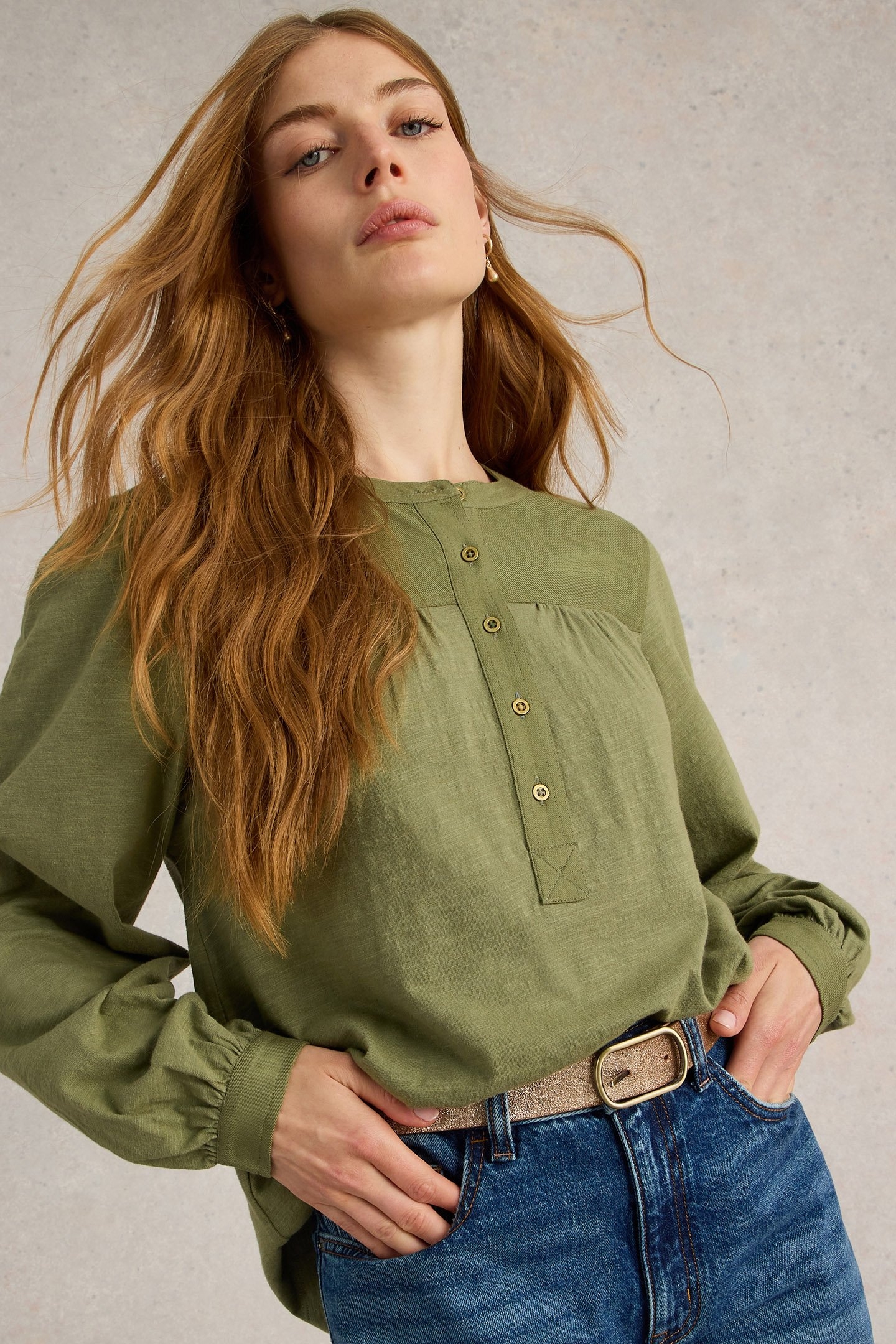 ELOISE MIX SHIRT KHAKI GREEN 4
