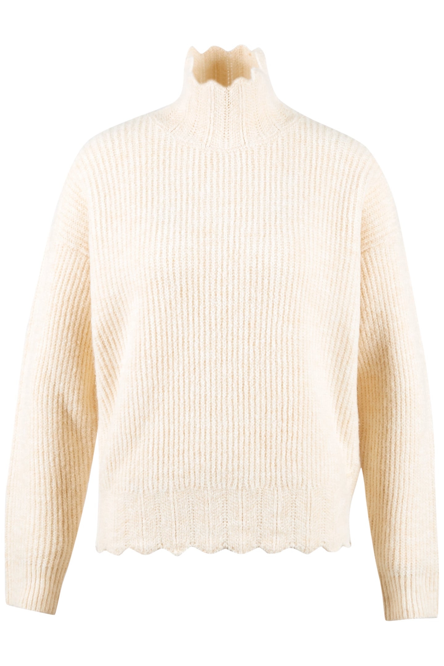 SHORT PULLOVER WITH SCALLOPED HEMS IN WHITE 2