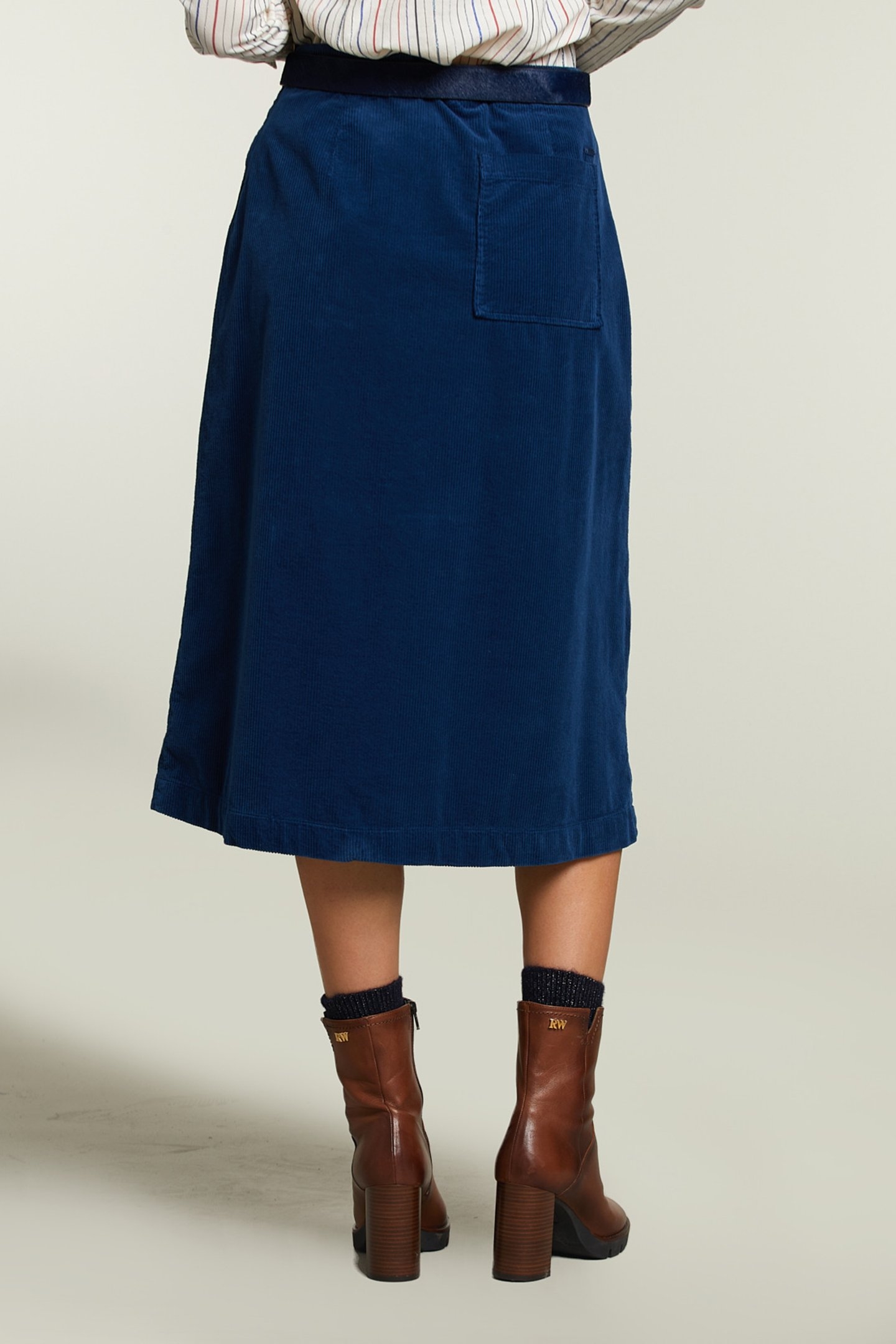 BLUE CORDUROY MIDI SKIRT 2