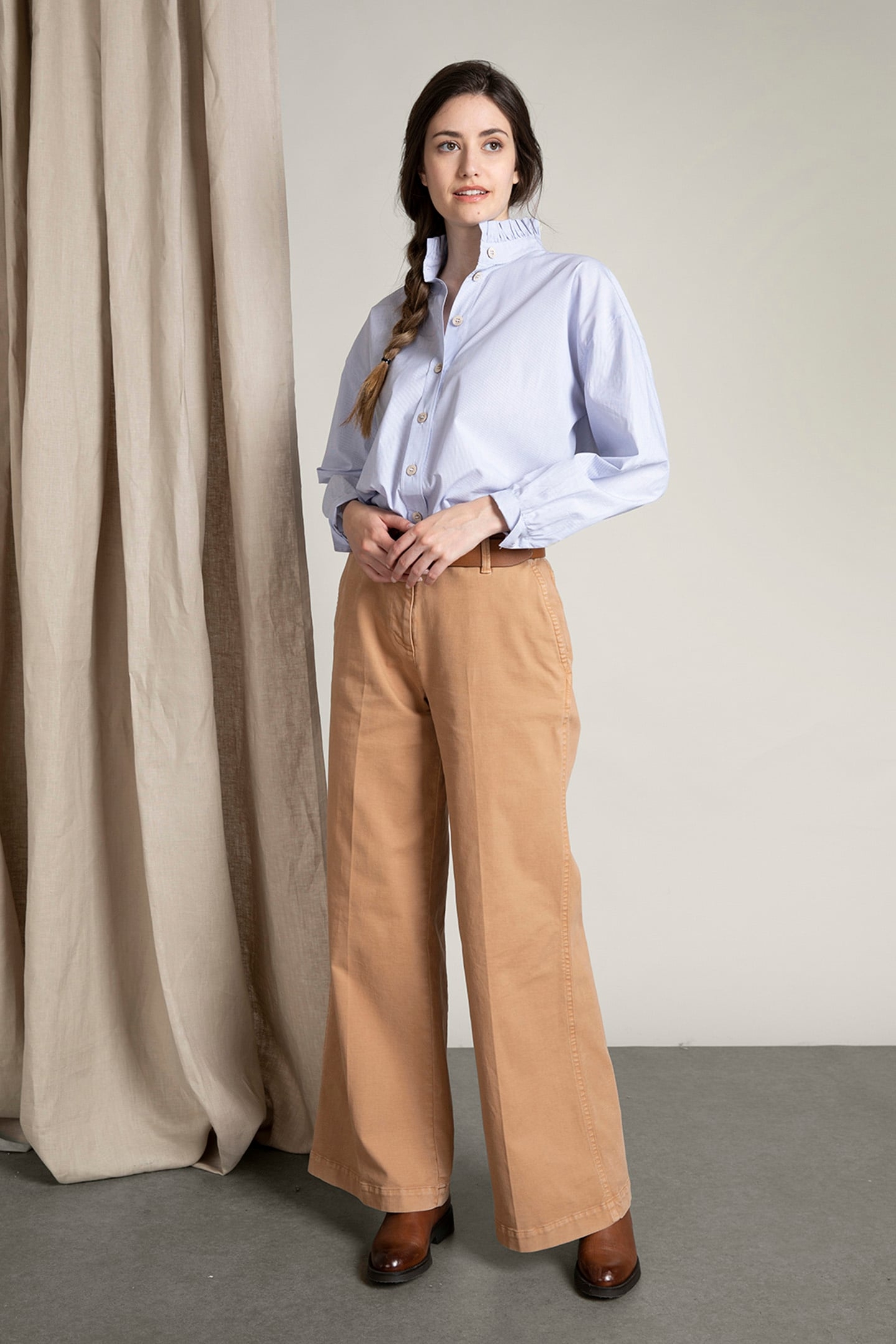BEIGE WIDE COTTON PANT 1