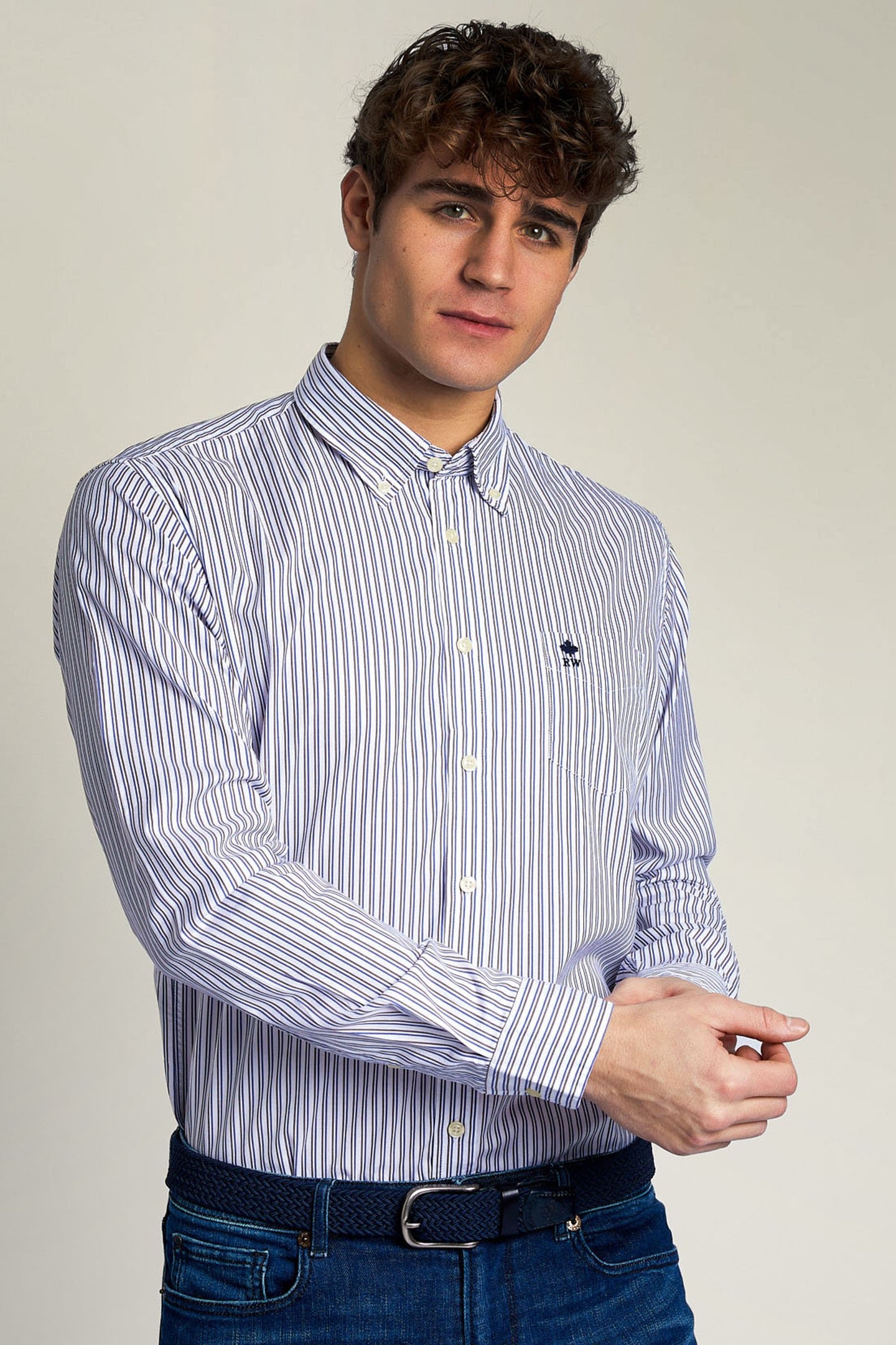 CUSTOM FIT STRIPED SHIRT WITH POCKET MULTI 1