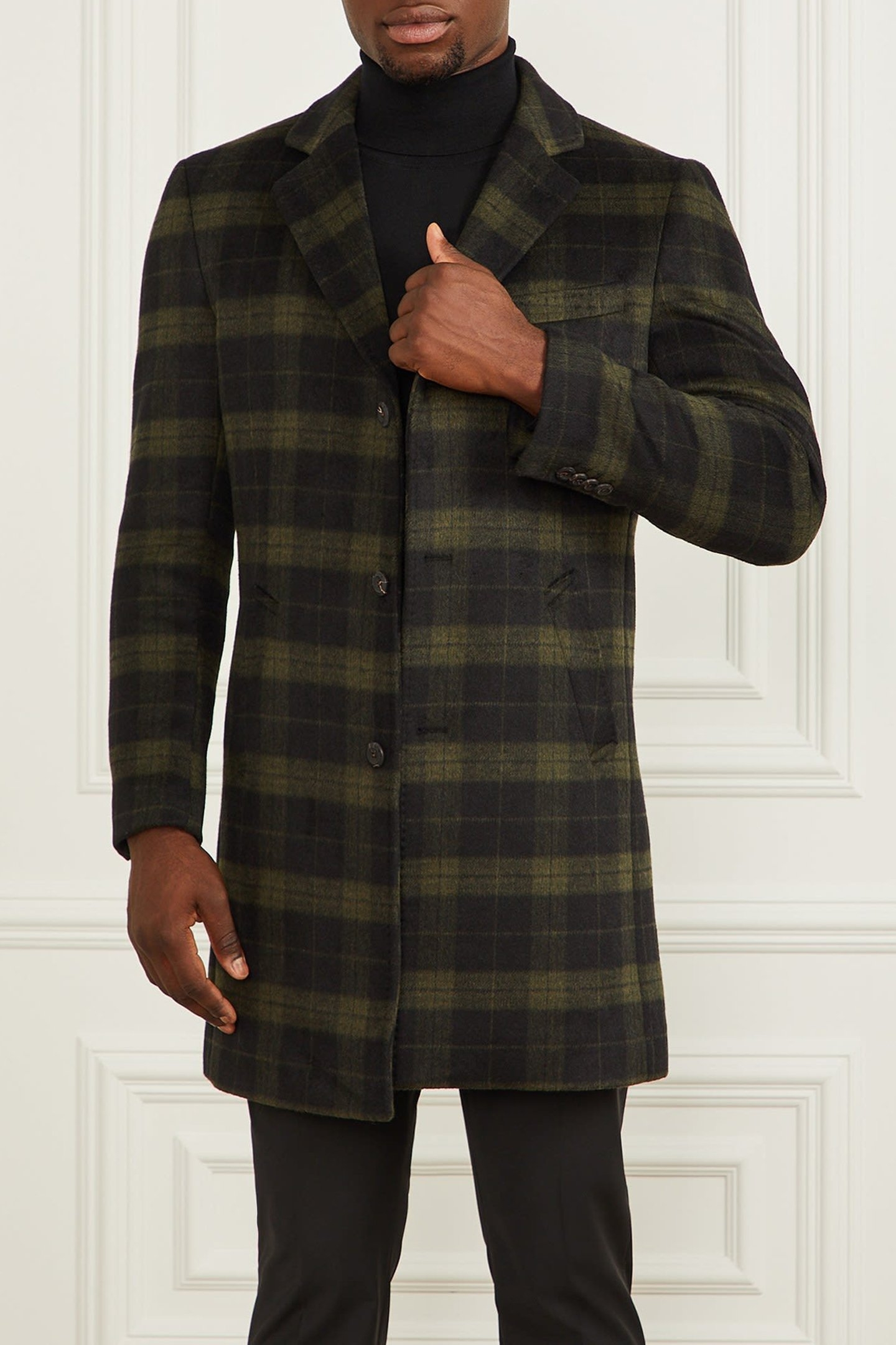 SINGLE BREASTED CHEC OLIVE CHECK 5