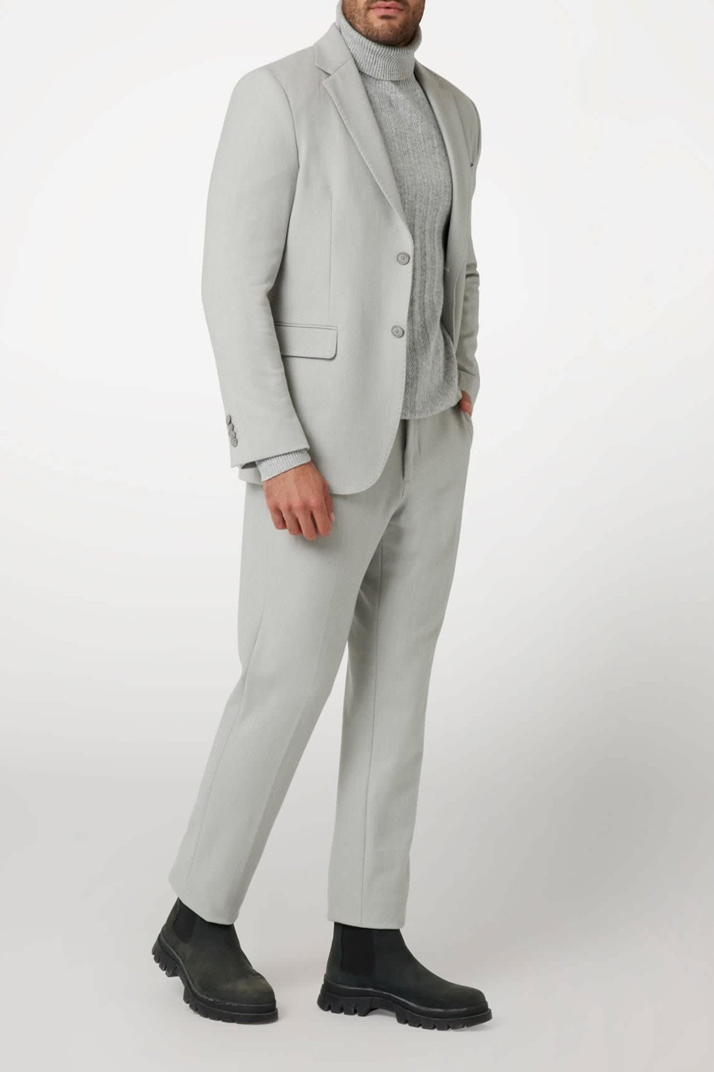 ROGER CLASSIC CHINO GREY HERRINGBONE 3