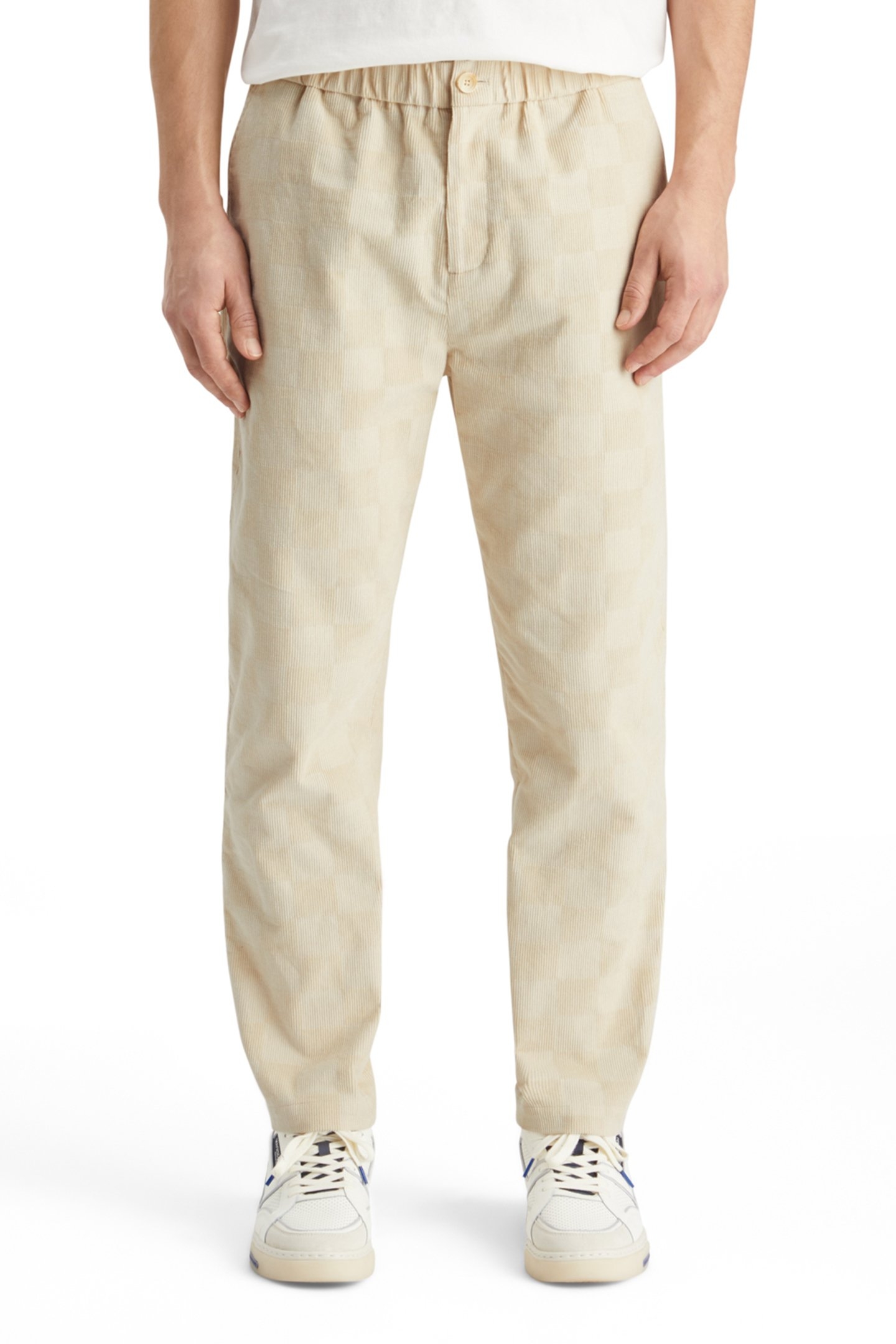 FAVE - CHECK-PATTERNED CORDUROY JOGGER PARCHMENT 1