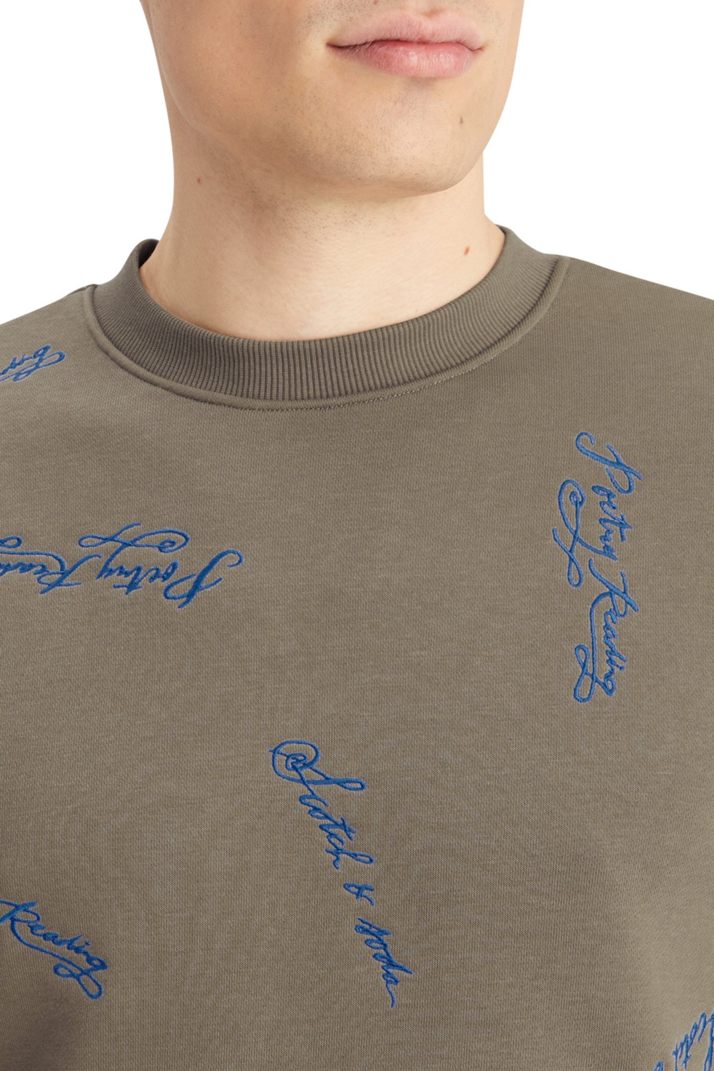EMBROIDERED SWEATSHIRT POETRY READING AOP 8