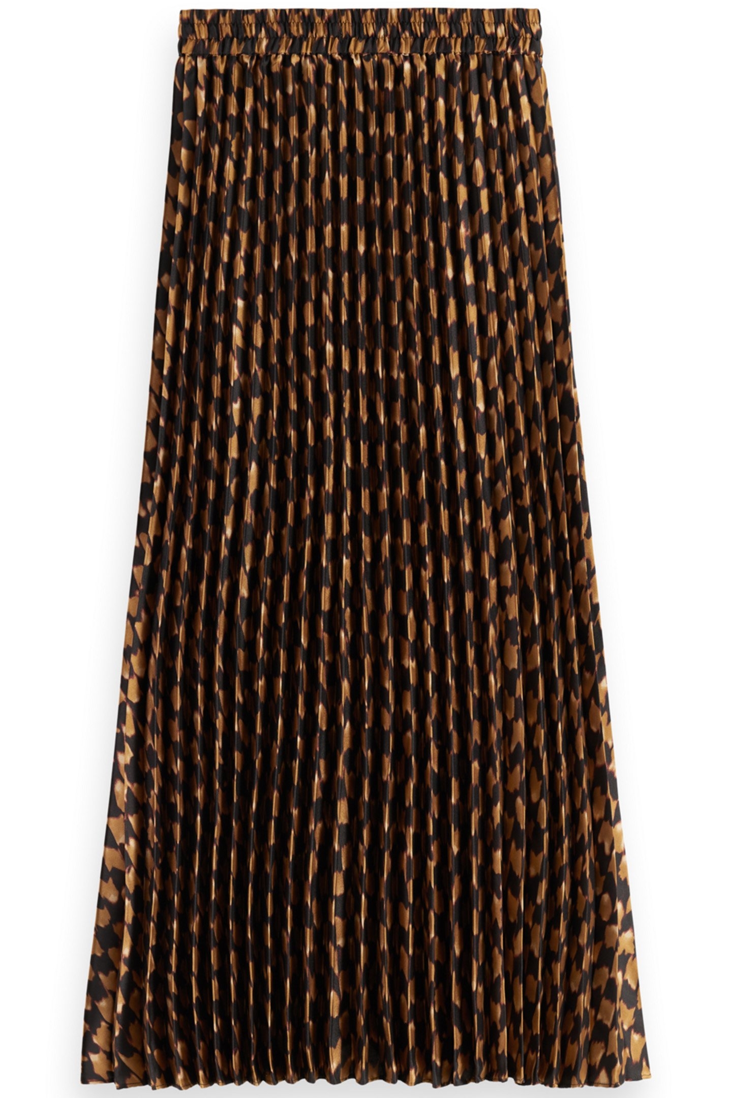 PLEATED PRINTED SKIRT IKAT CHECKERBOARD TOBACCO 2