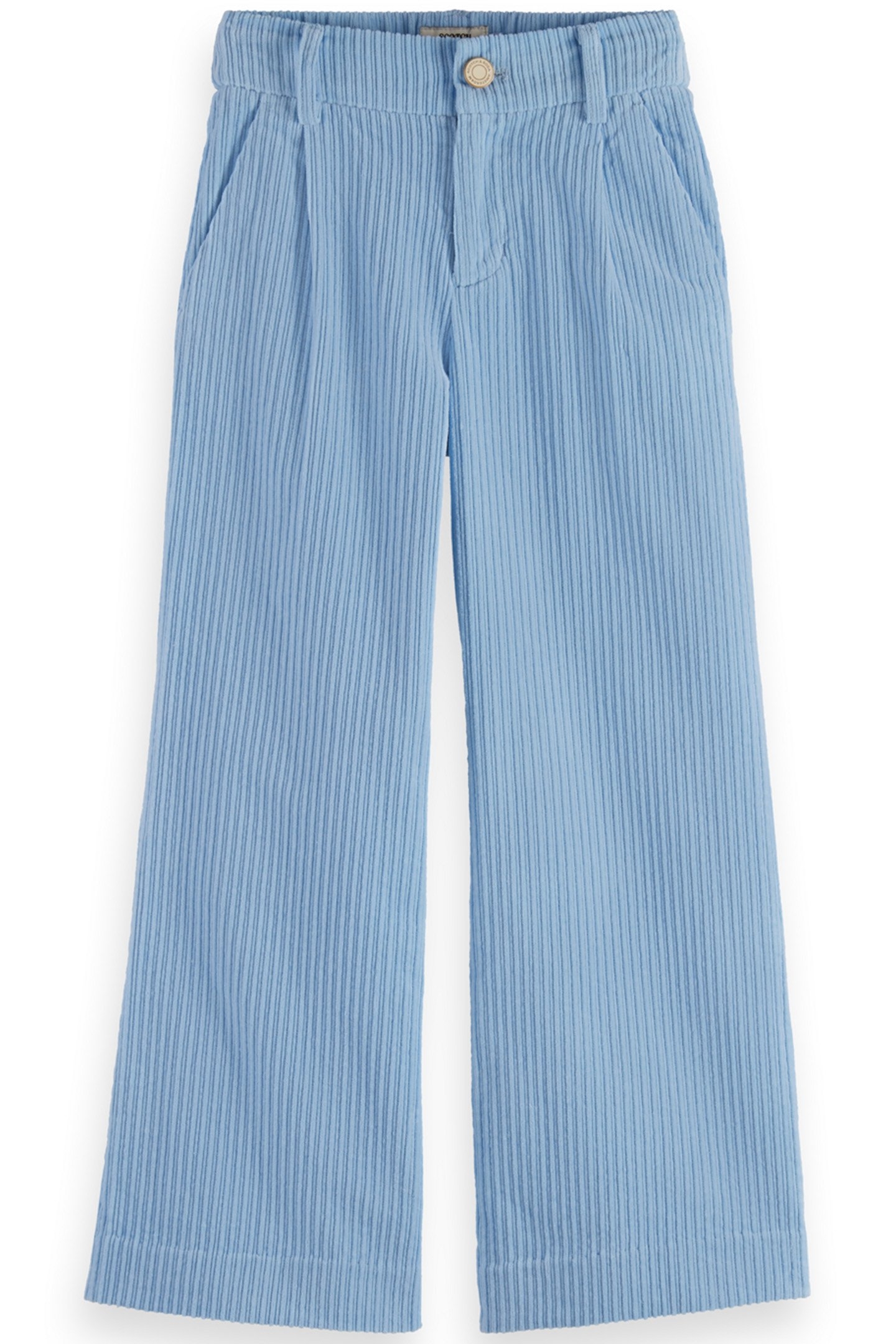 GIRL PLEATED WIDE LEG CORDUROY PANTS PACIFIC BLUE 1