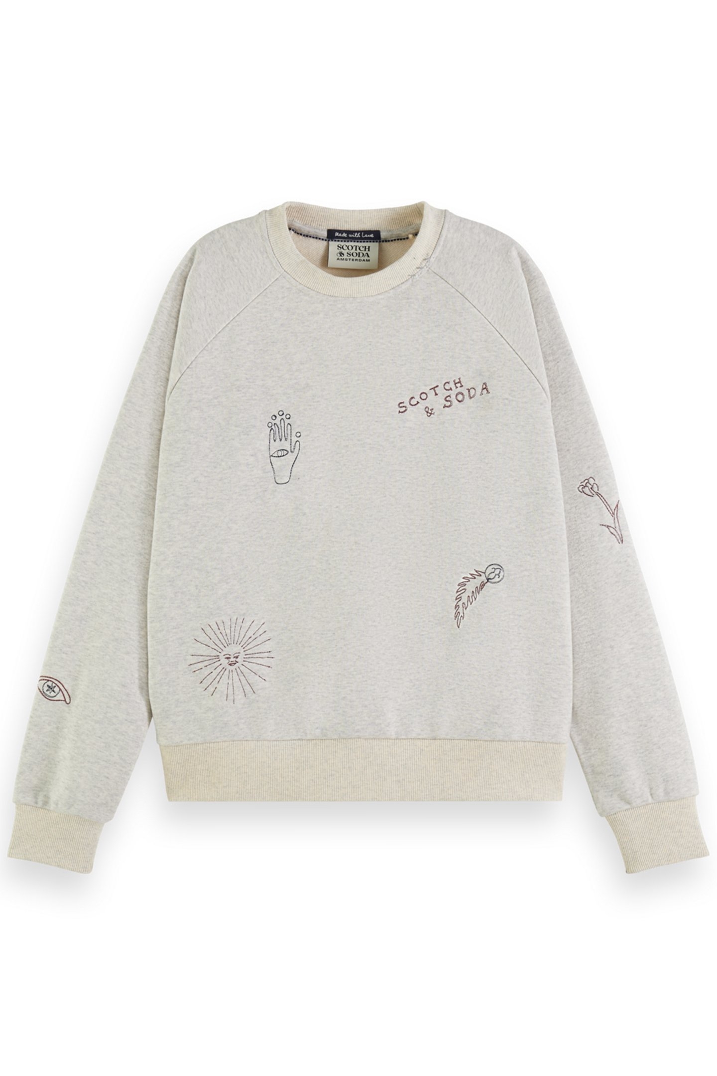 GIRL EMBROIDERED RAGLAN RELAXED FIT SWEATSHIRT LIGHT GREY ME 1