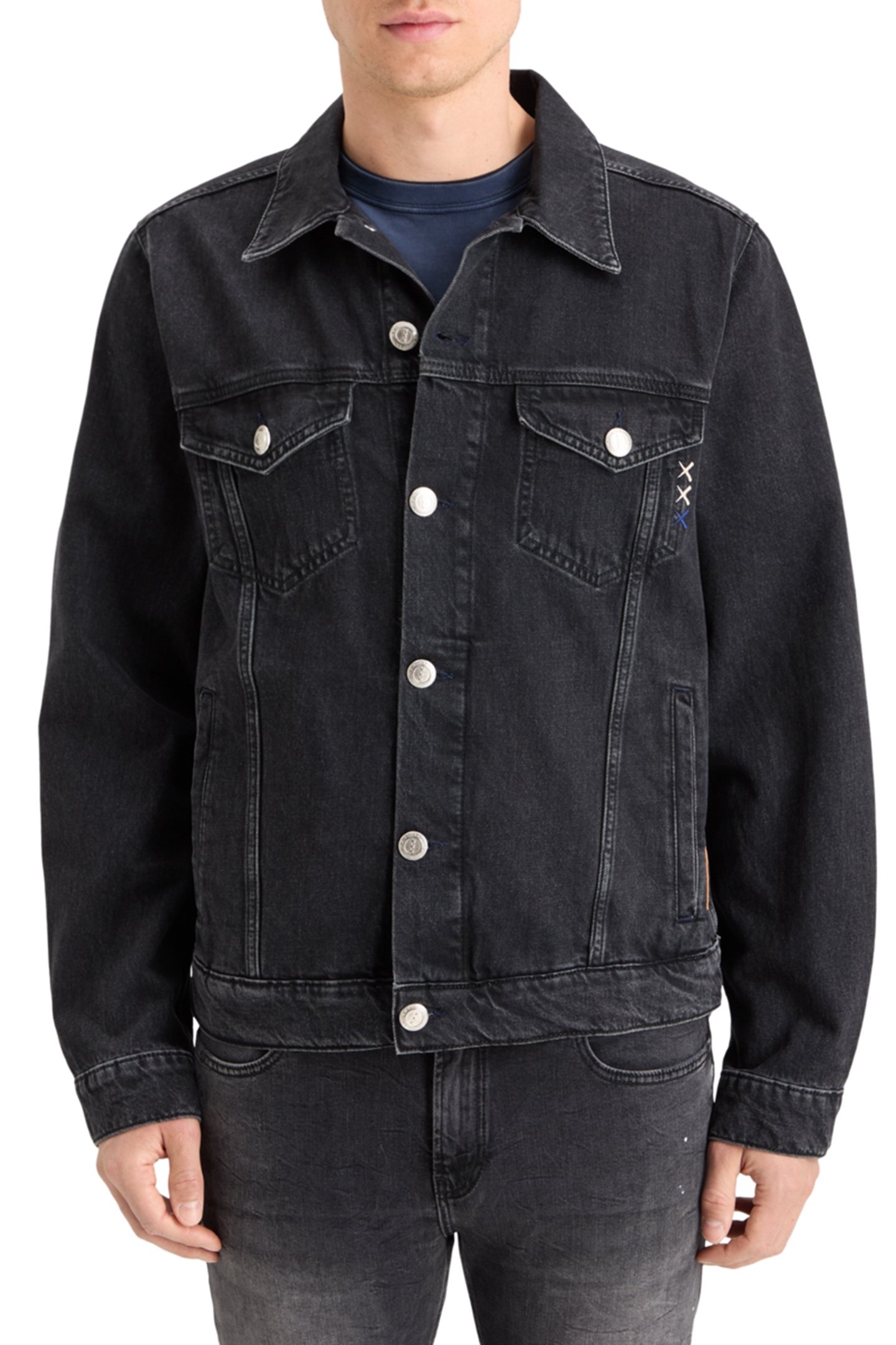 WASHED BLACK DENIM TRUCKER JACKET CITY BUZZ 1